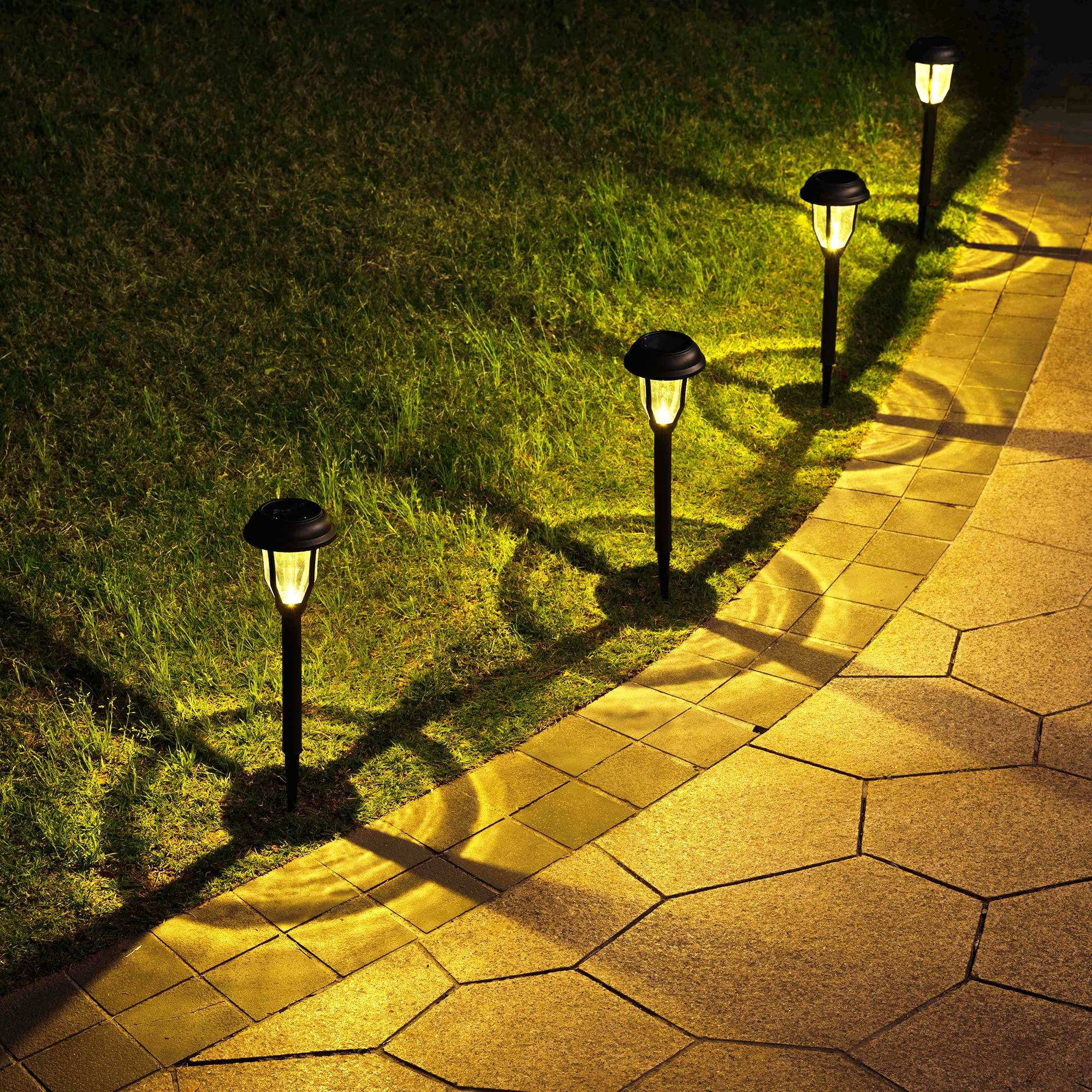 SOLPEX Solar Pathway Lights, 8 Pack, Waterproof, Warm White, Black, Model 8361-Y for Garden, Yard, Landscape, Walkway
