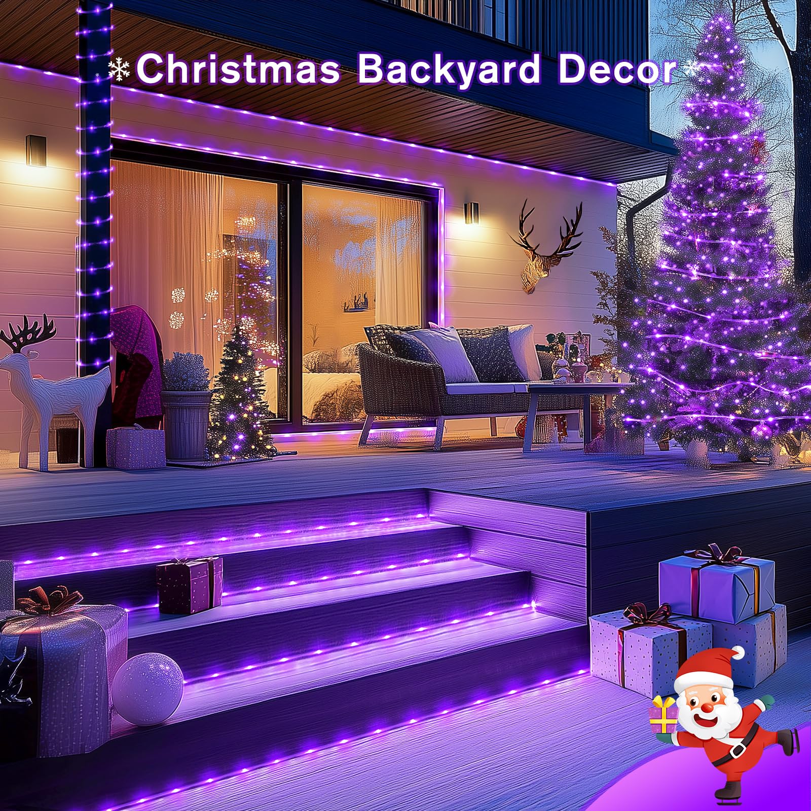 Jmexsuss 200 Led Purple Halloween Lights - 66 Ft Indoor/Outdoor Waterproof Purple Rope Lights For Outside Decorations  Garden  Patio  Christmas Tree