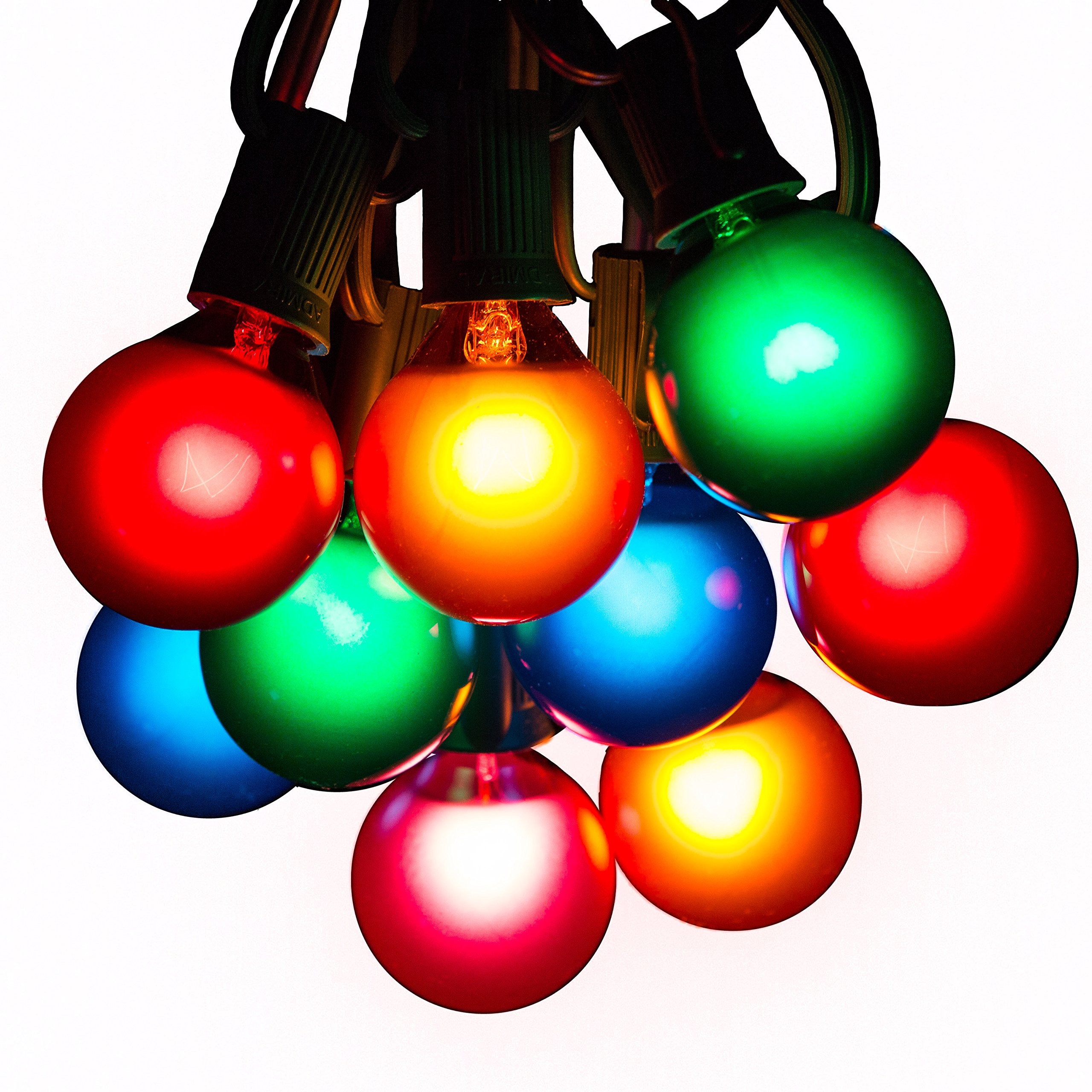 Hometown Evolution Assorted Satin Pearl Globe String Lights - 100 Foot, G40 Bulbs, Green Wire, Glass
