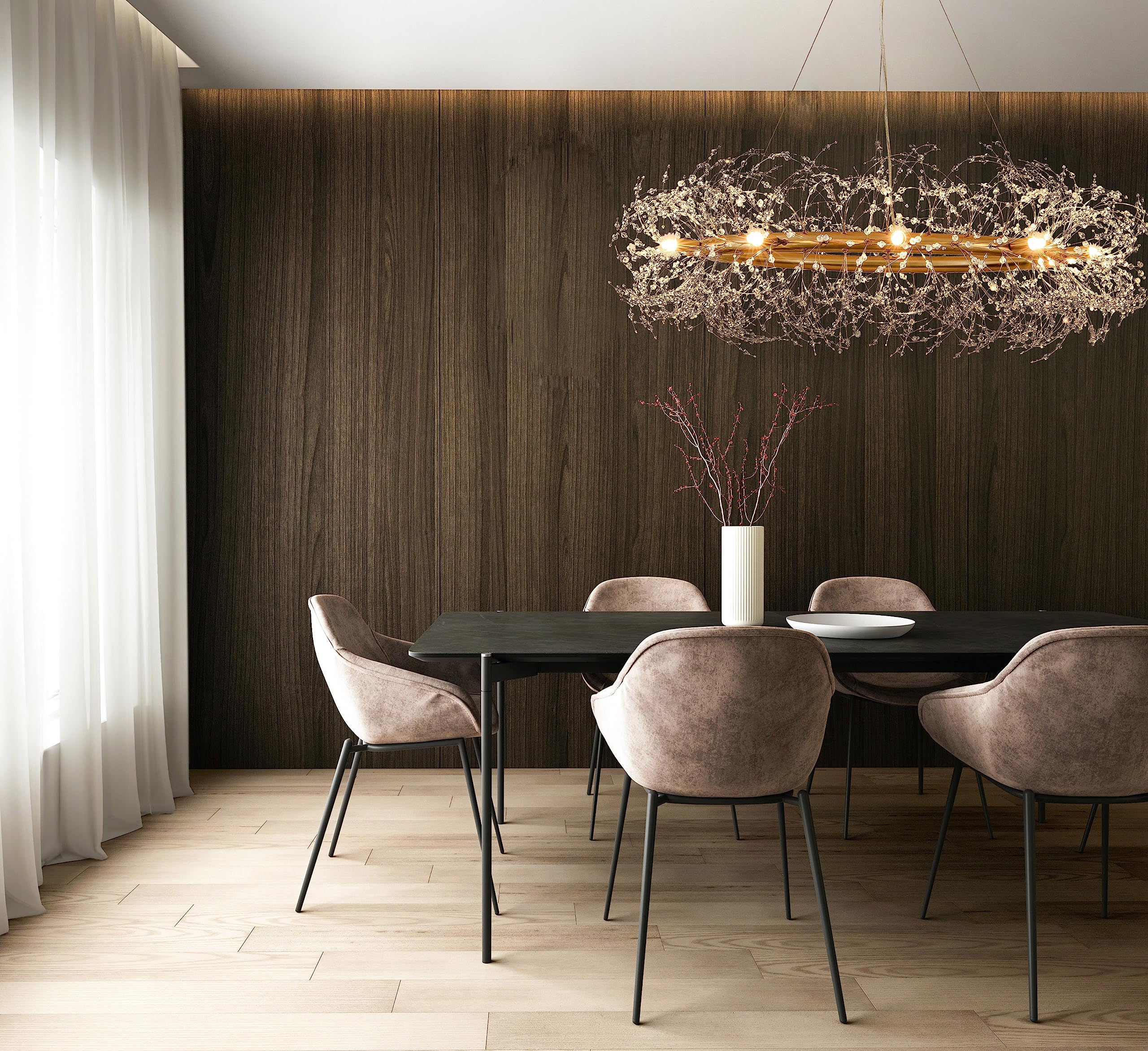 Gold Crystal Chandeliers Round,39'' Modern Crystal Dining Room Chandeliers Light Fixtures,Large Firework Chandelier Lighting For