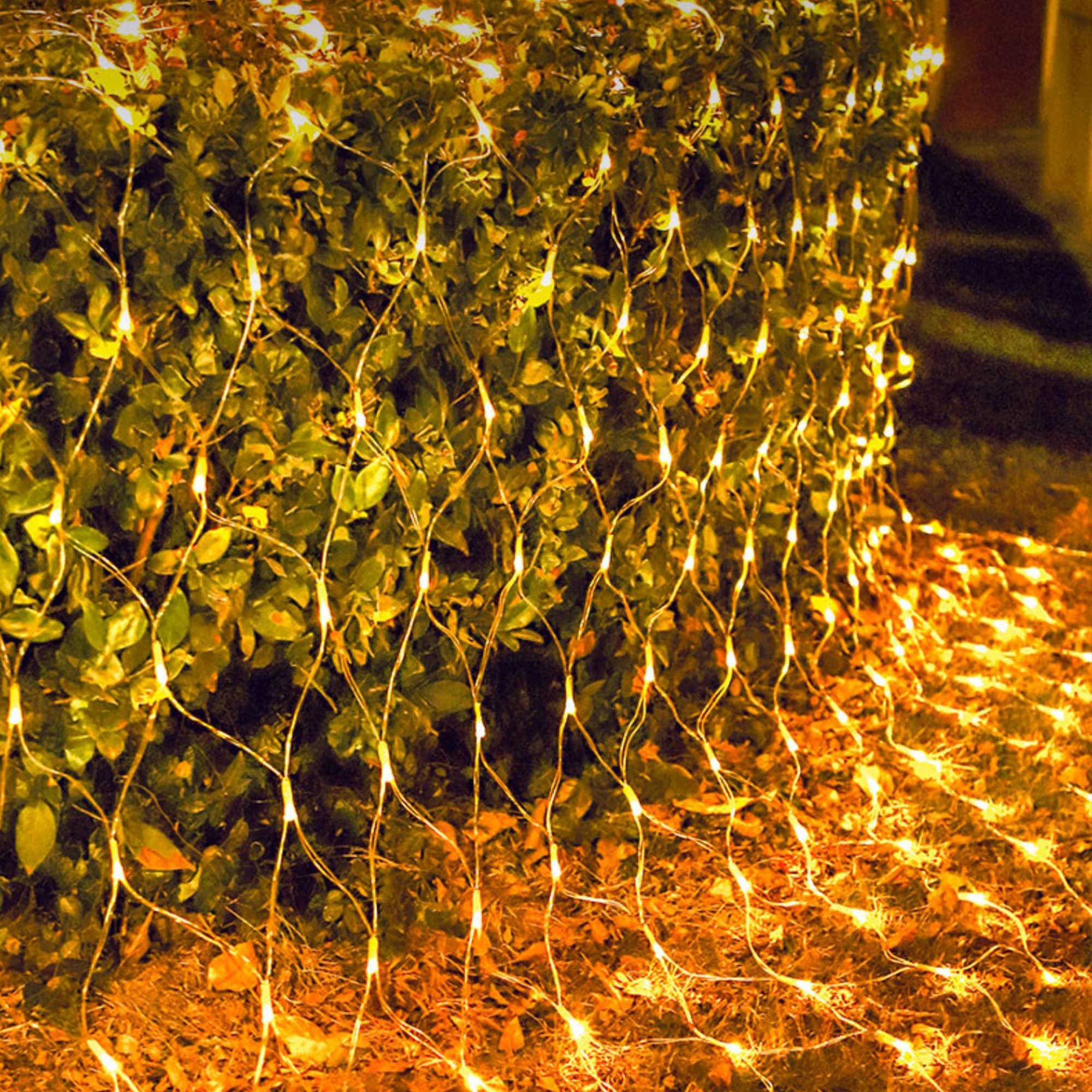 LJLNION Christmas Net Lights, 360 LED, 12ft x 5ft, Warm White, Model HB-360WCOI, Connectable Mesh Fairy Lights for Outdoor Decorations
