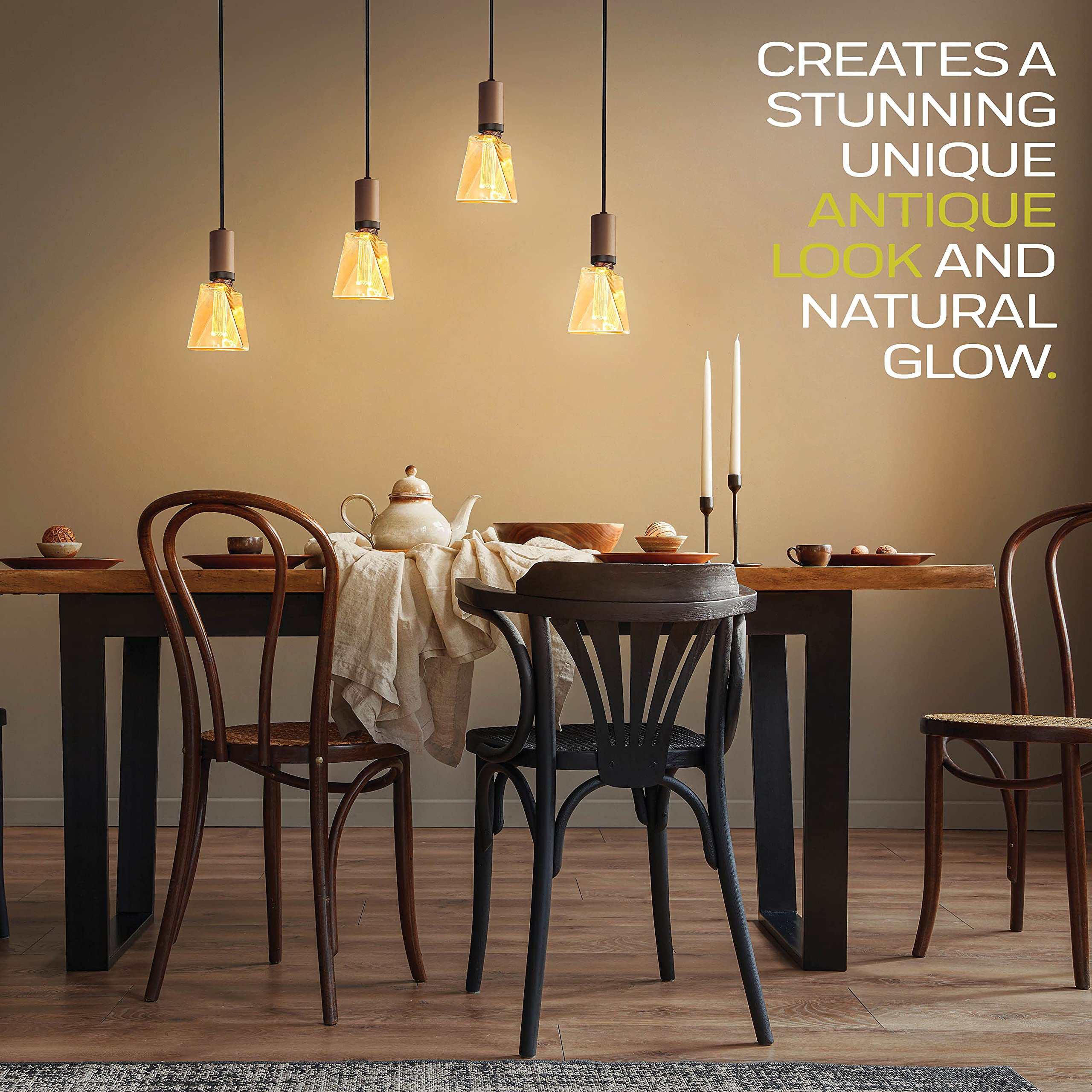 Next Glow Decorative Light Bulb Eq 20W Ice Style Shaped E26 Led Bulb Medium Base, Dimmable, Amber Soft Warm Vintage Edison Light