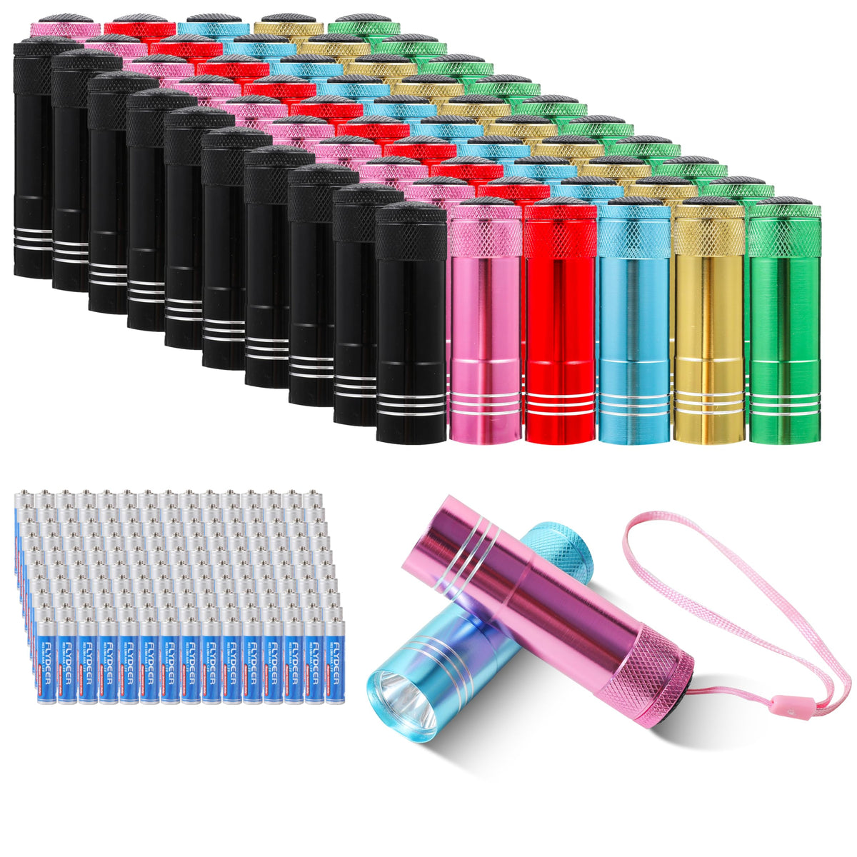 Hilngav 60 Pack Mini Flashlight Set, Aluminum LED Handheld Torches with ...
