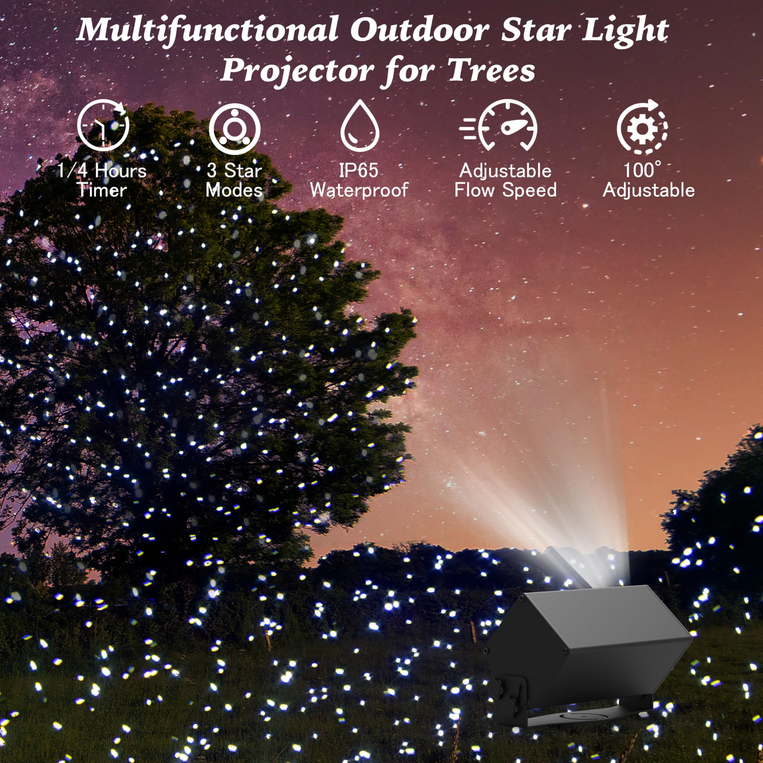 Outdoor Star Lights Projector, Airivo White Laser Fairy Lights Projector, Christmas Snowfall Projector, 3 Lighting Modes Garden