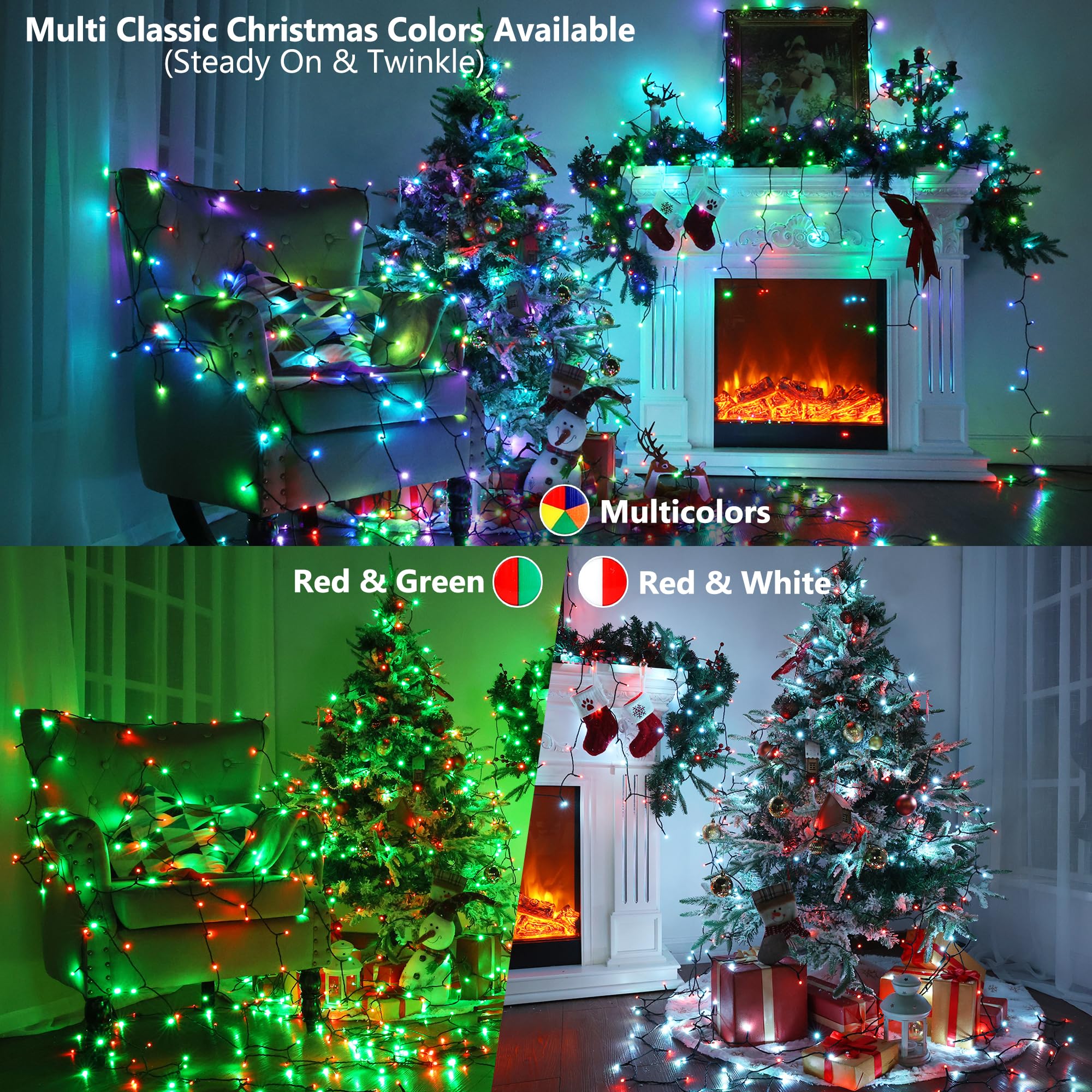 Brizled 33ft Color Changing Christmas Lights with Remote, 100 LED RGB Outdoor/Indoor String Lights for Tree Party Decor