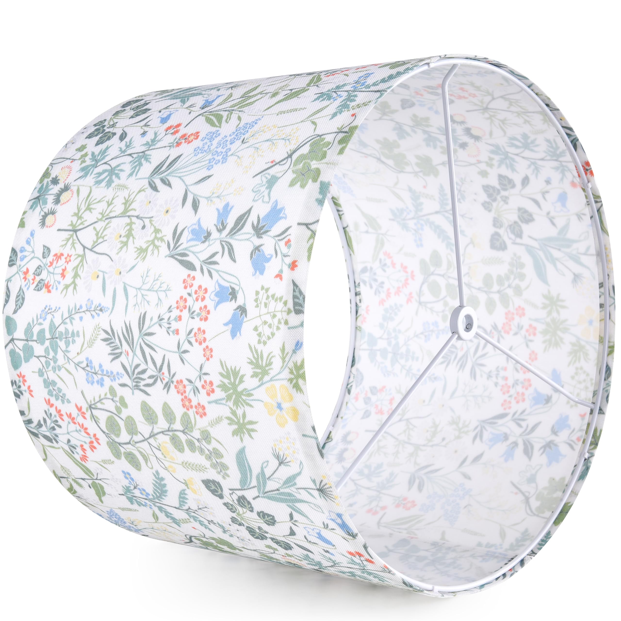 GO&SO Floral Drum Lamp Shades - 2pcs, 13inx13inx10in, Natural Linen, Multicolour-4, Model G5-17-4, Modern Design for Table Lamps