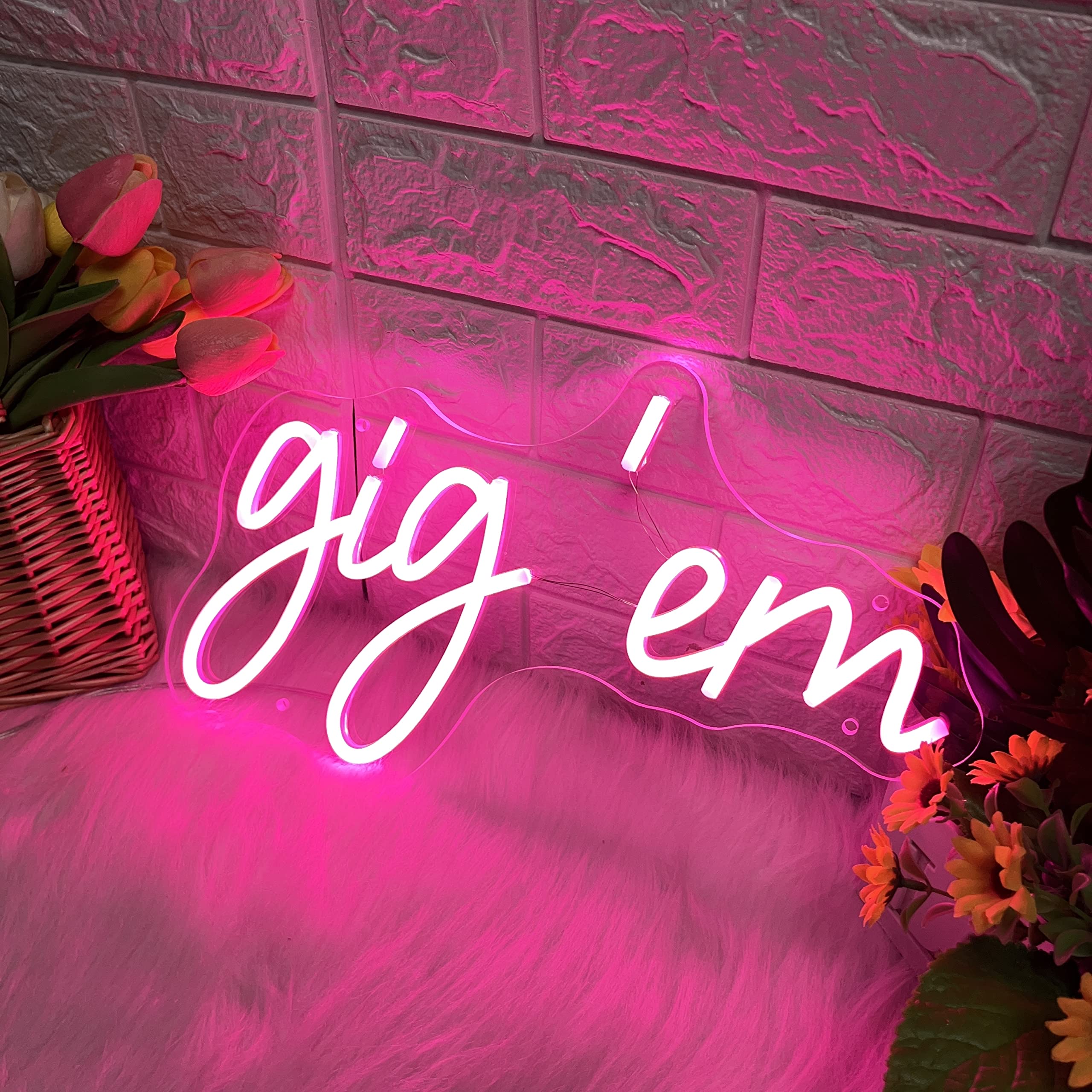 Gigem Aggies Neon Sign Pink Led Neon Light Signs For Wall Decor Usb Operated Concert Girls Dorm Room Decoration Beauty Texas A&M University Wall Art Birthday Gifts For Women 16X9.69