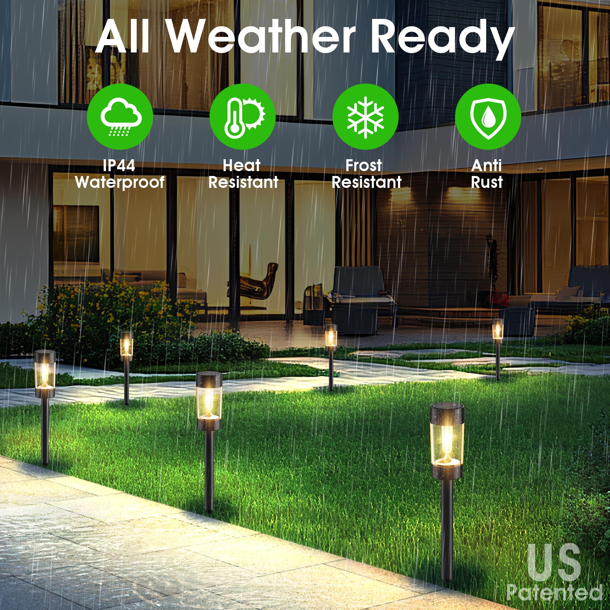 Eyrosa Solar Lights Outdoor, 12 Pack Waterproof Solar Landscape Lighting For Pathway Garden Yard Path Walkway Driveway Lawn Pati