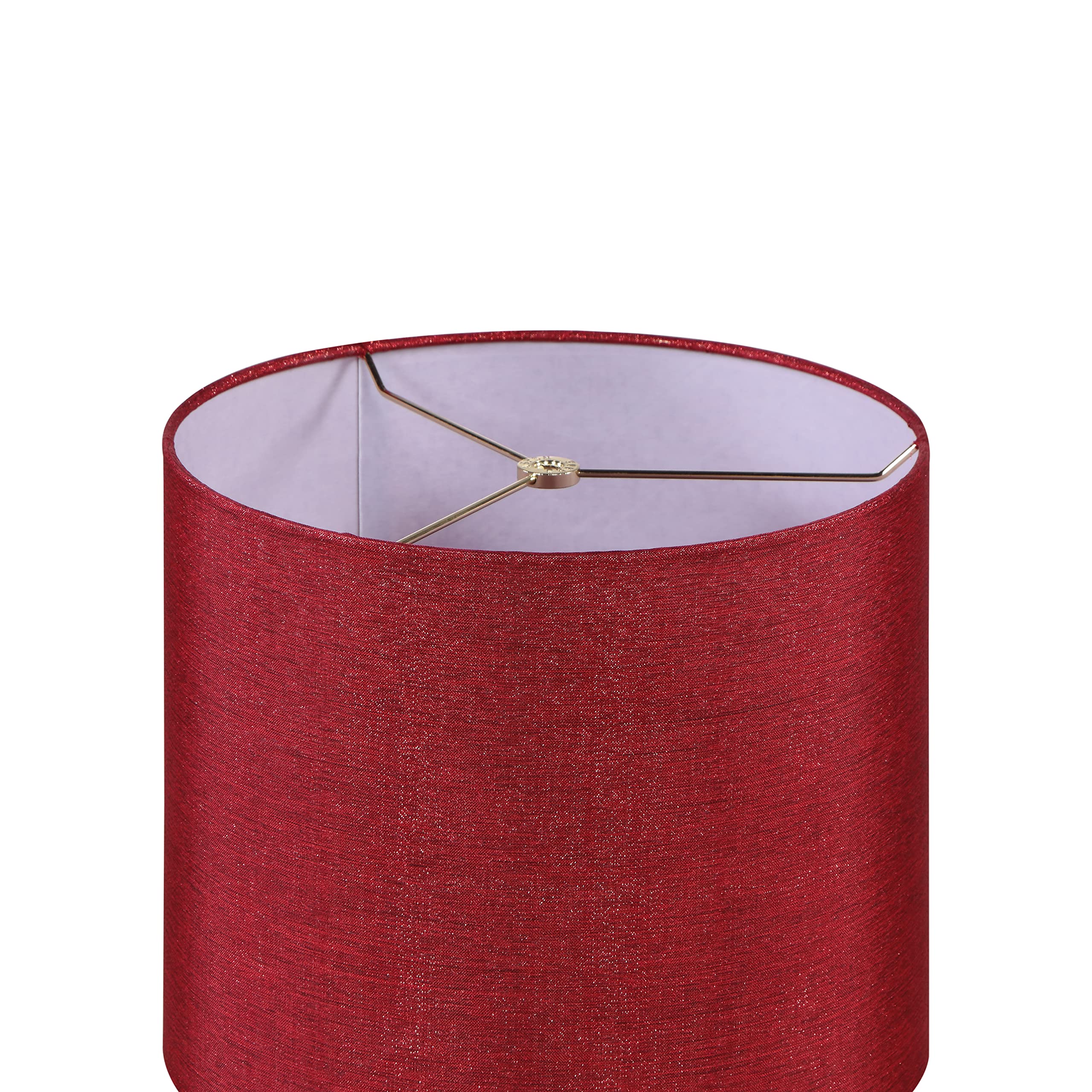 Aspen Creative 31107, Hardback Drum Transitional Spider Lamp Shade, Rich Red Burlap Texture Fabric, 12&quot; Top X 12&quot; Bottom X 10&quot; Height