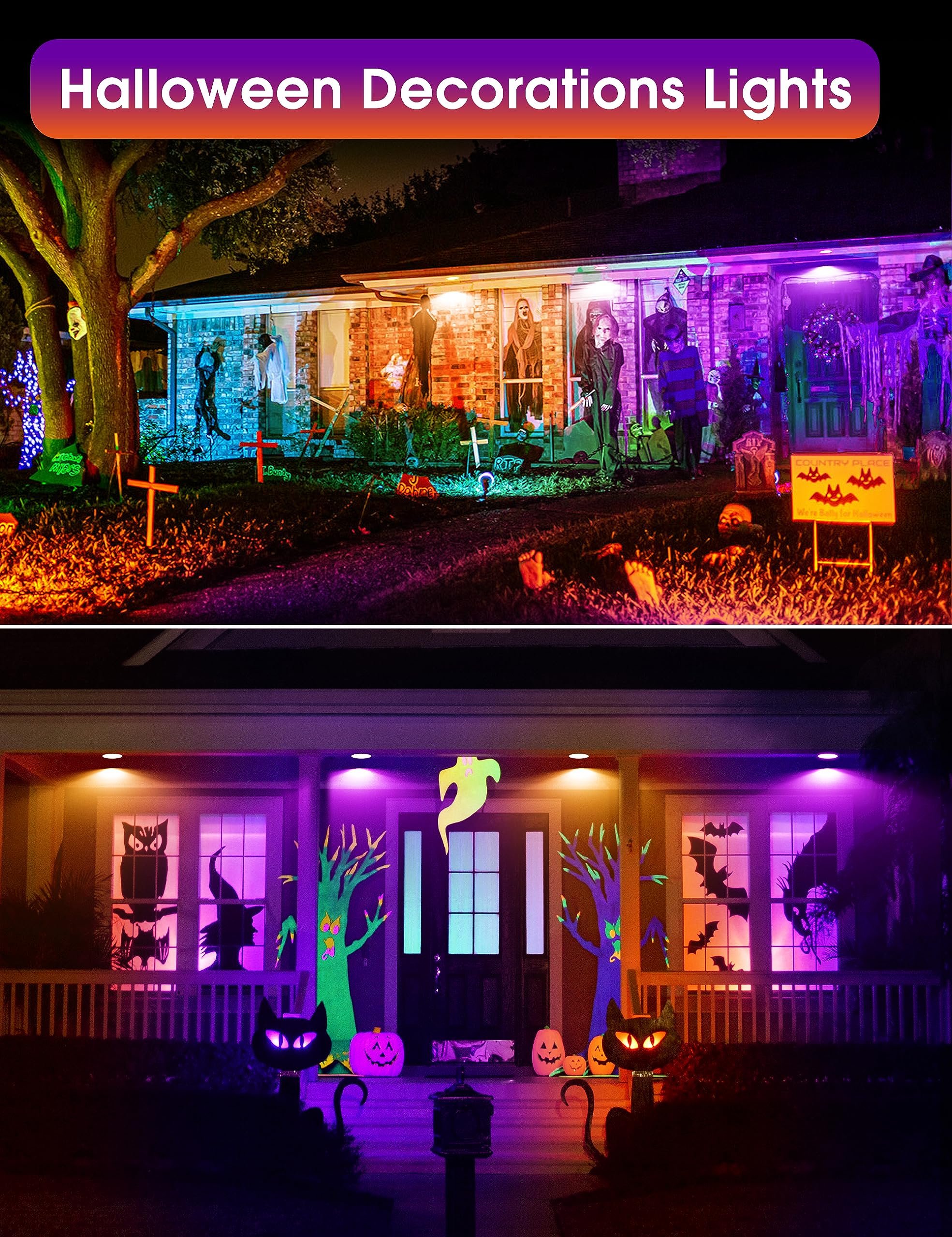 Fulighture 2 Pack Par38 Led Flood Light Bulbs, Orange & Purple, 15W For Halloween Decor