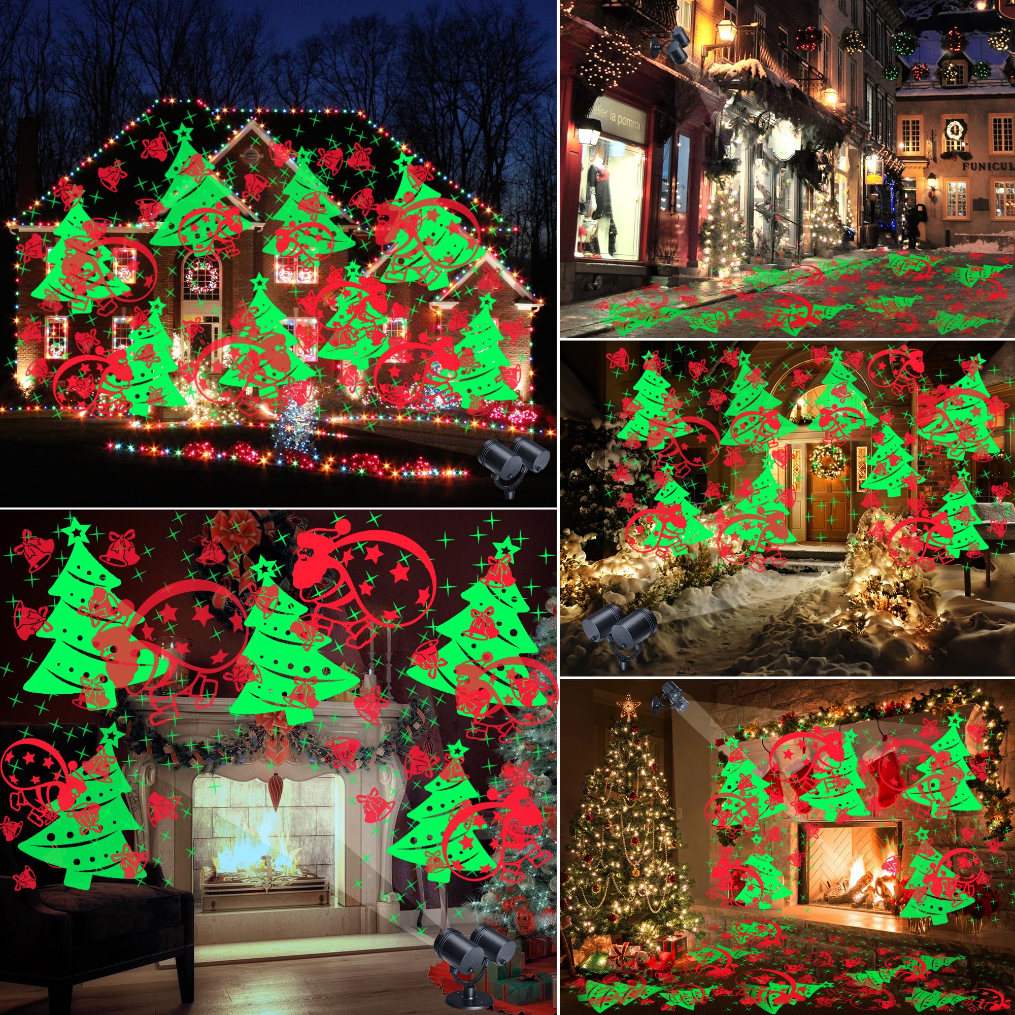 Christmas Lights Projector, Christmas Decorations Lighting Projector, With Timer Dynamic Led Xmas Tree Santa Claus Jingle Bells