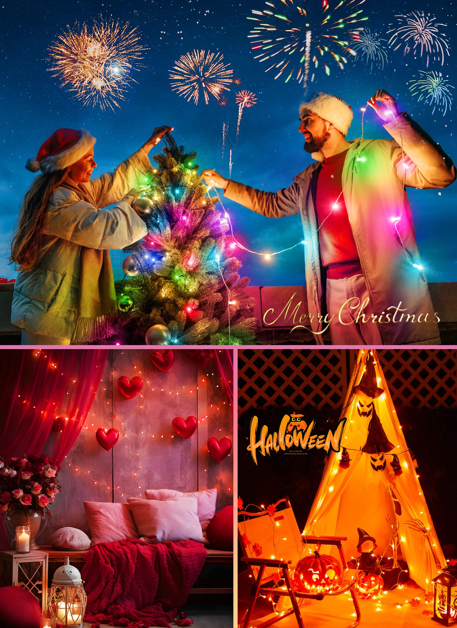 Minetom Color Changing String Lights - 22 Colors 33FT 100 LED USB String Lights with Remote,Twinkle Fairy Lights Indoor with 12