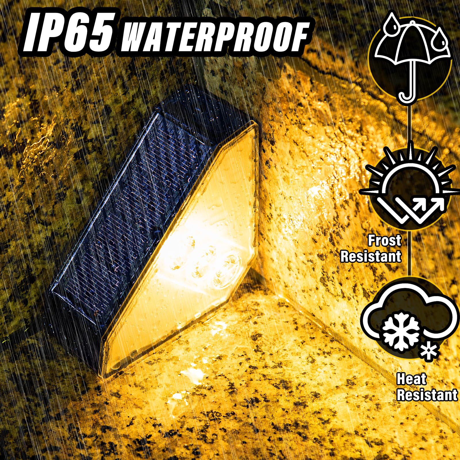Roshwey Solar Step Lights For Outside  12 Pack Solar Stair Lights Outdoor Waterproof  Triangle Deck Step Lights Solar Powered  Outdoor Decor Lighting For Front Porch  Backyard  Patio  Warm White