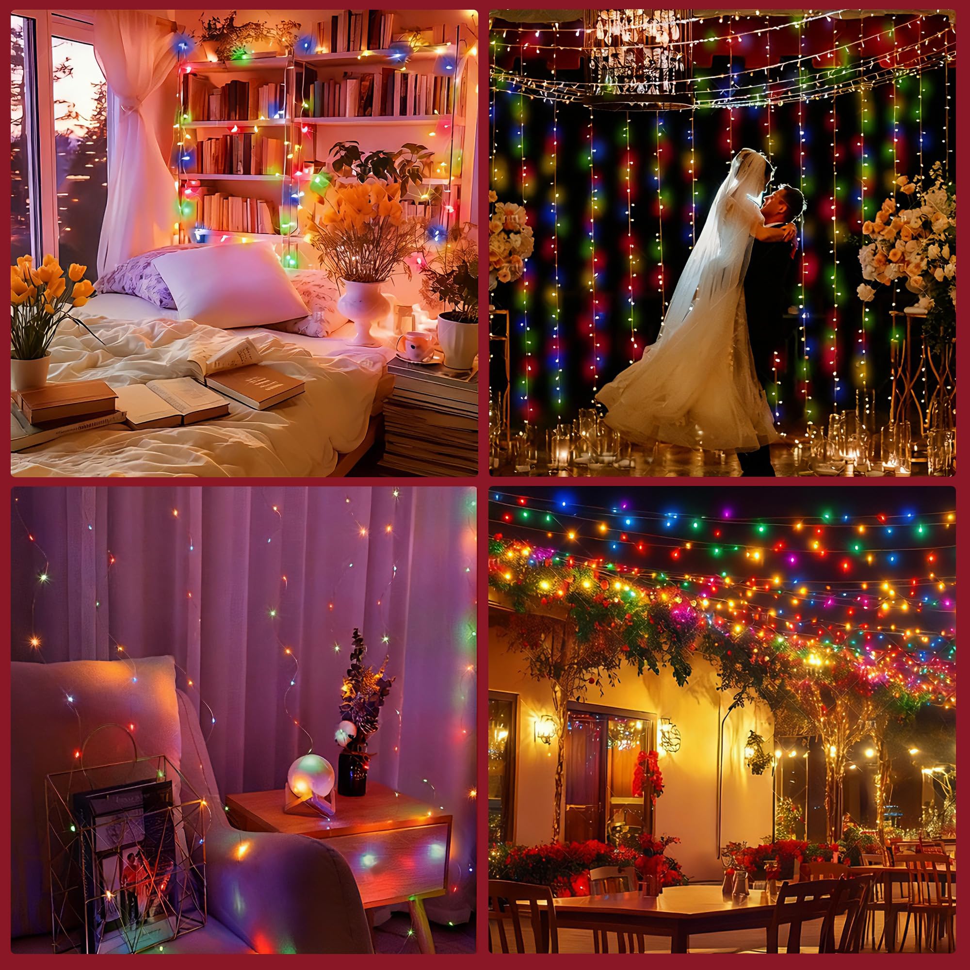 Banbanjo Christmas String Lights Indoor Outdoor Clear Wire  200 Led 66Ft Multicolor Christmas Lights Outdoor For Bedroom 8 Mode  Twinkle Fairy Light Plug In For Home Wedding Tree Yard Patio Decoration