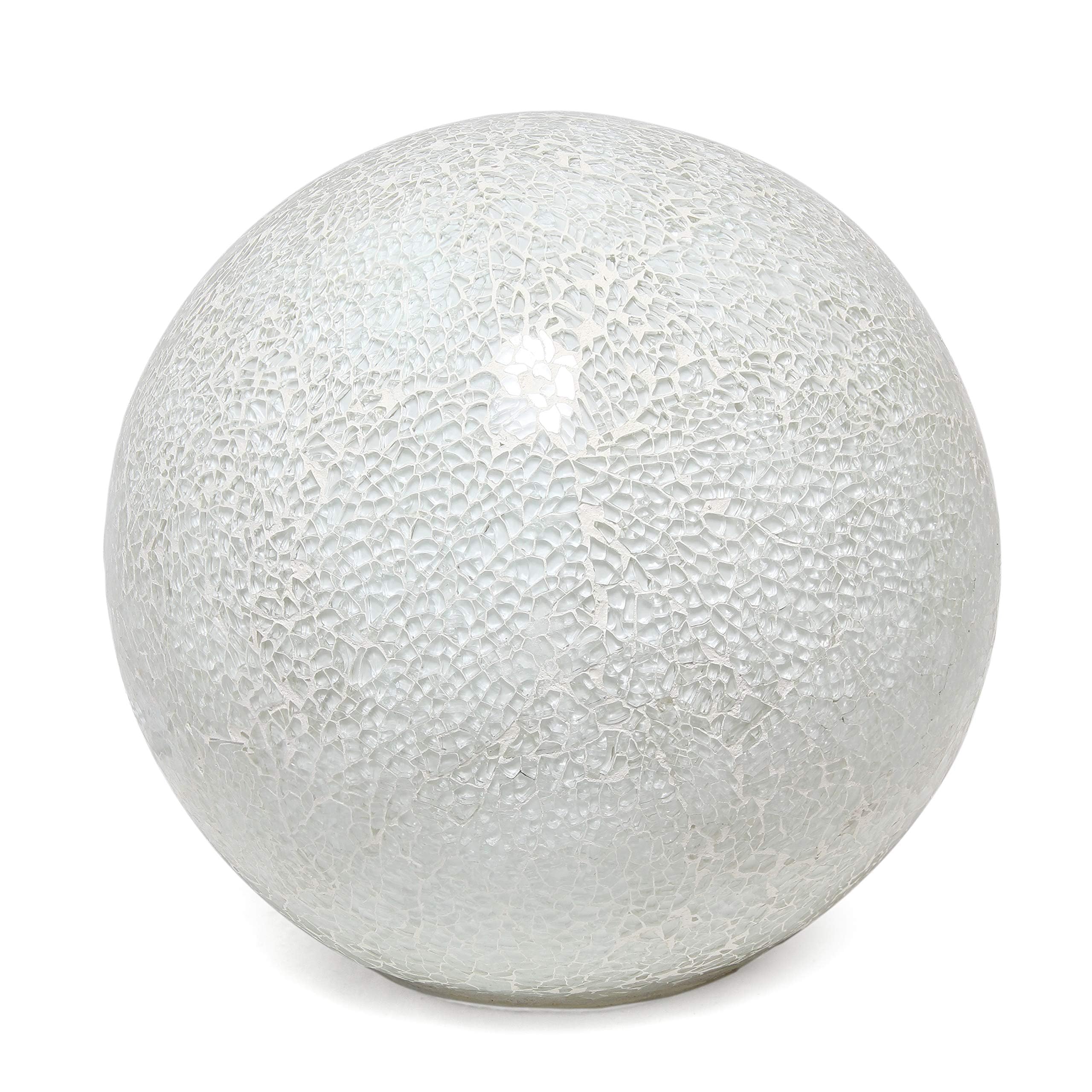 Simple Designs Lt3302-Wht 1 Light Mosaic Stone Ball Table Lamp, White