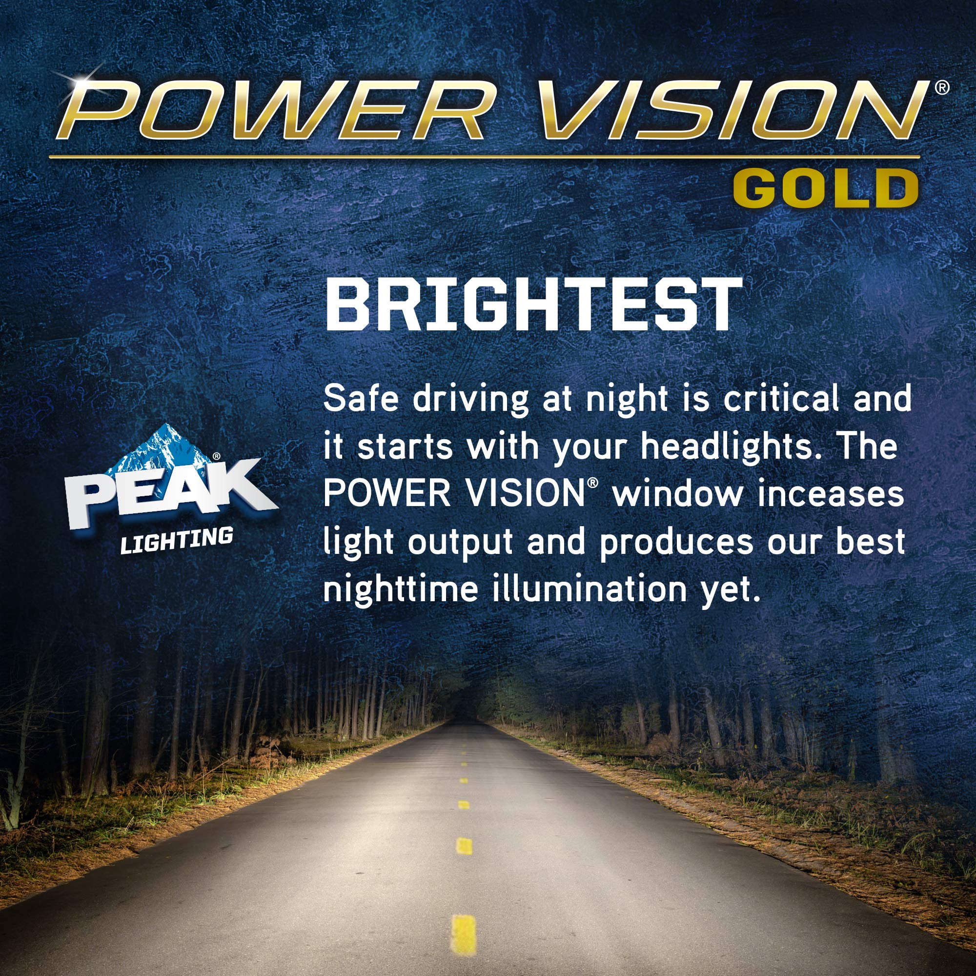 Peak Power Vision Gold Automotive High Performance H7 55W Headlights (2 Pack)