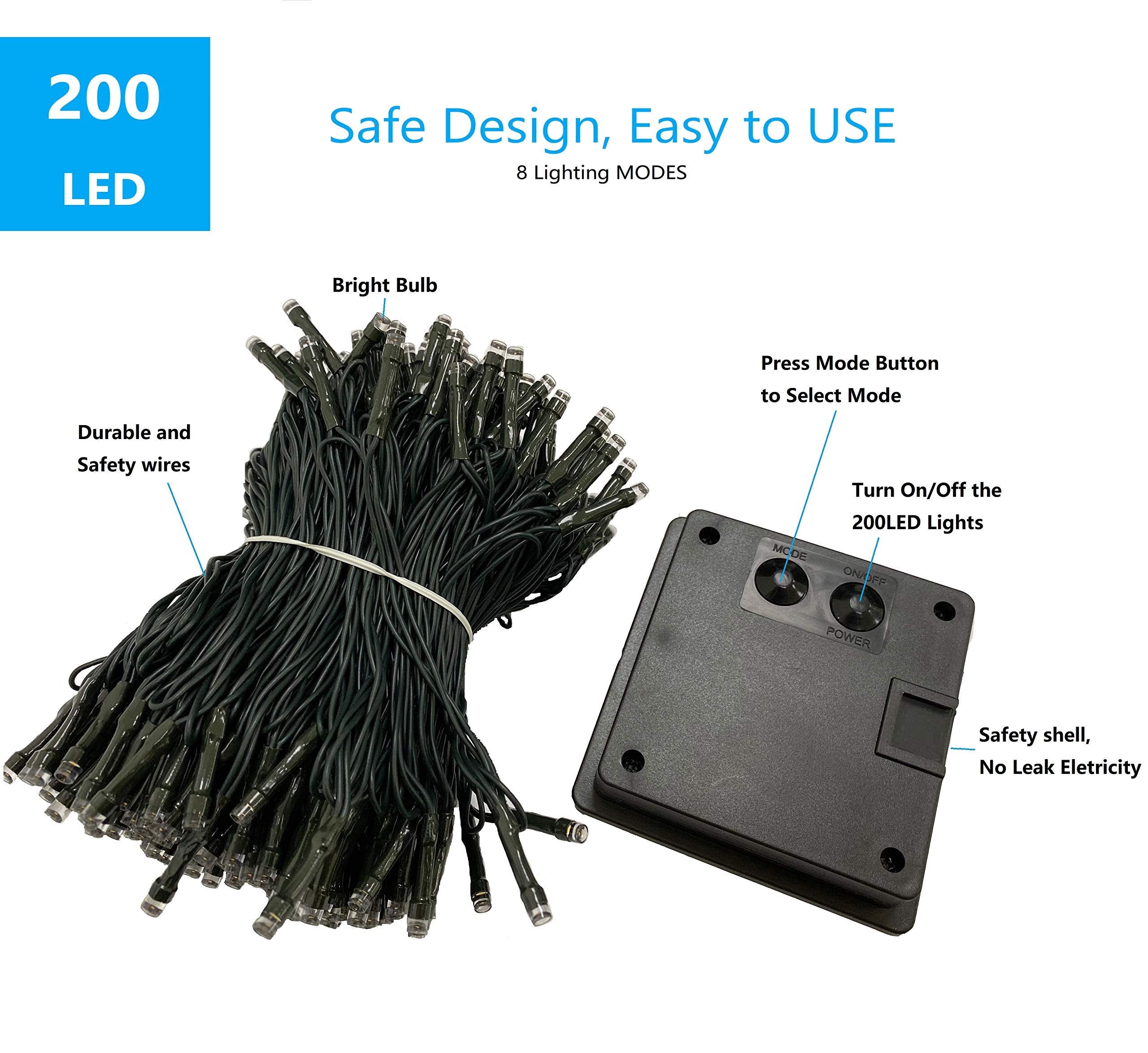 Ozs 2Pk 240Led Solar String Lights Outdoor Waterproof | Solar Christmas Tree Lights With 8 Lighting Modes Solar Light Outdoor For Xmas Party Garden Tree Christmas Decorations (Red&Cool White)