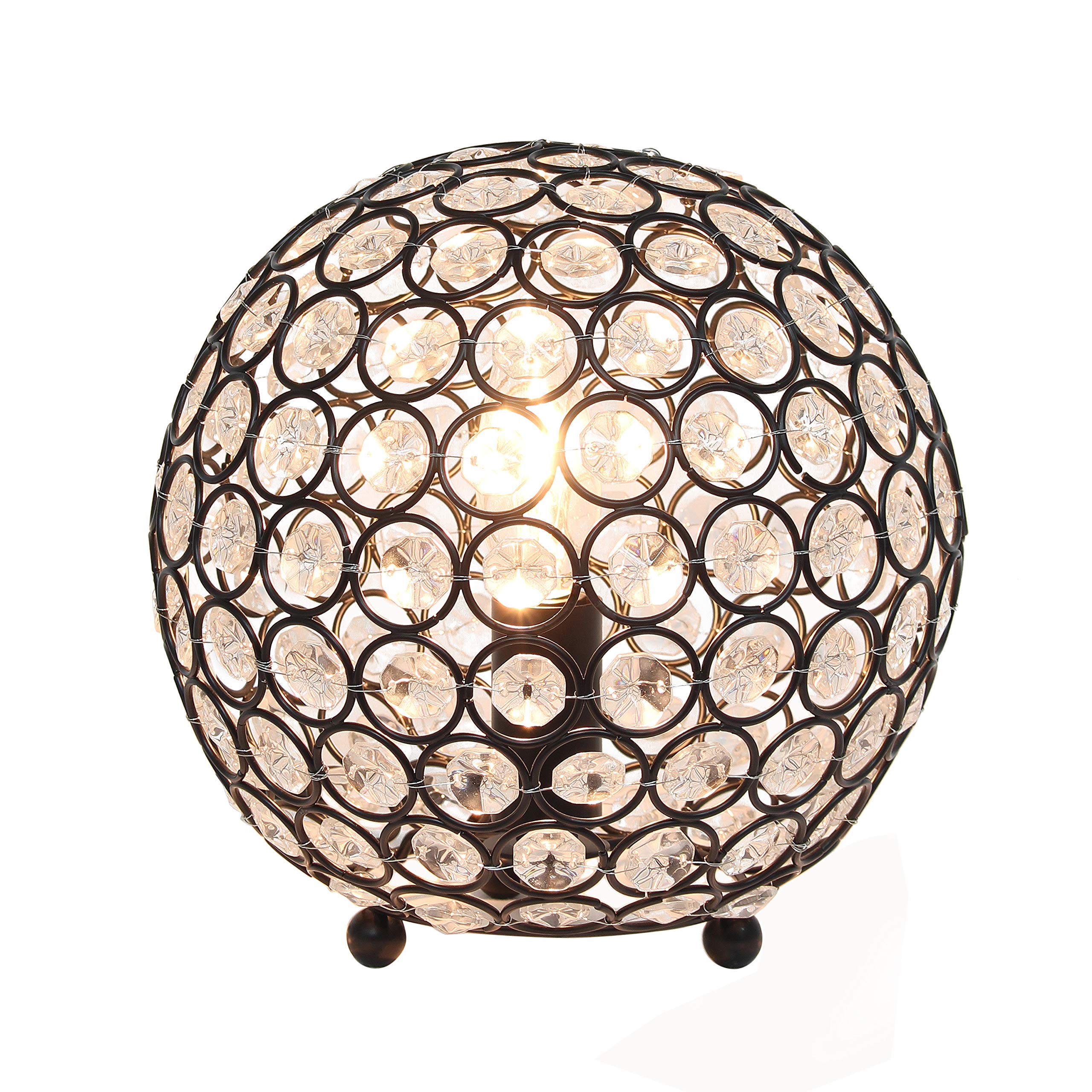 Elegant Designs LT1026-RBZ 8in Crystal Ball Table Lamp, Restoration Bronze, Accent Lighting for Living Room