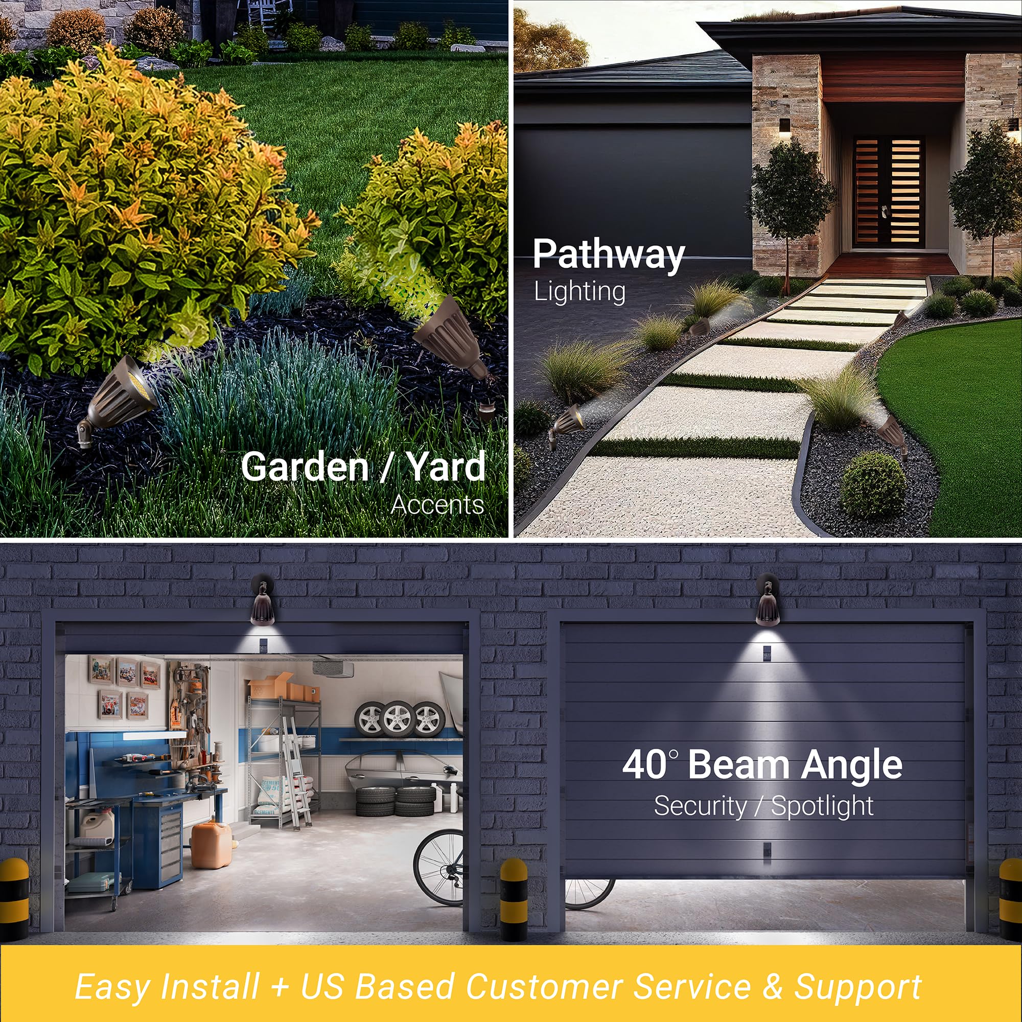 Nuwatt 25W Led Bullet Spotlight Flood Light With 3Cct Switch & Knuckle Mount 120-277V Commercial Outdoor Weatherproof Landscape