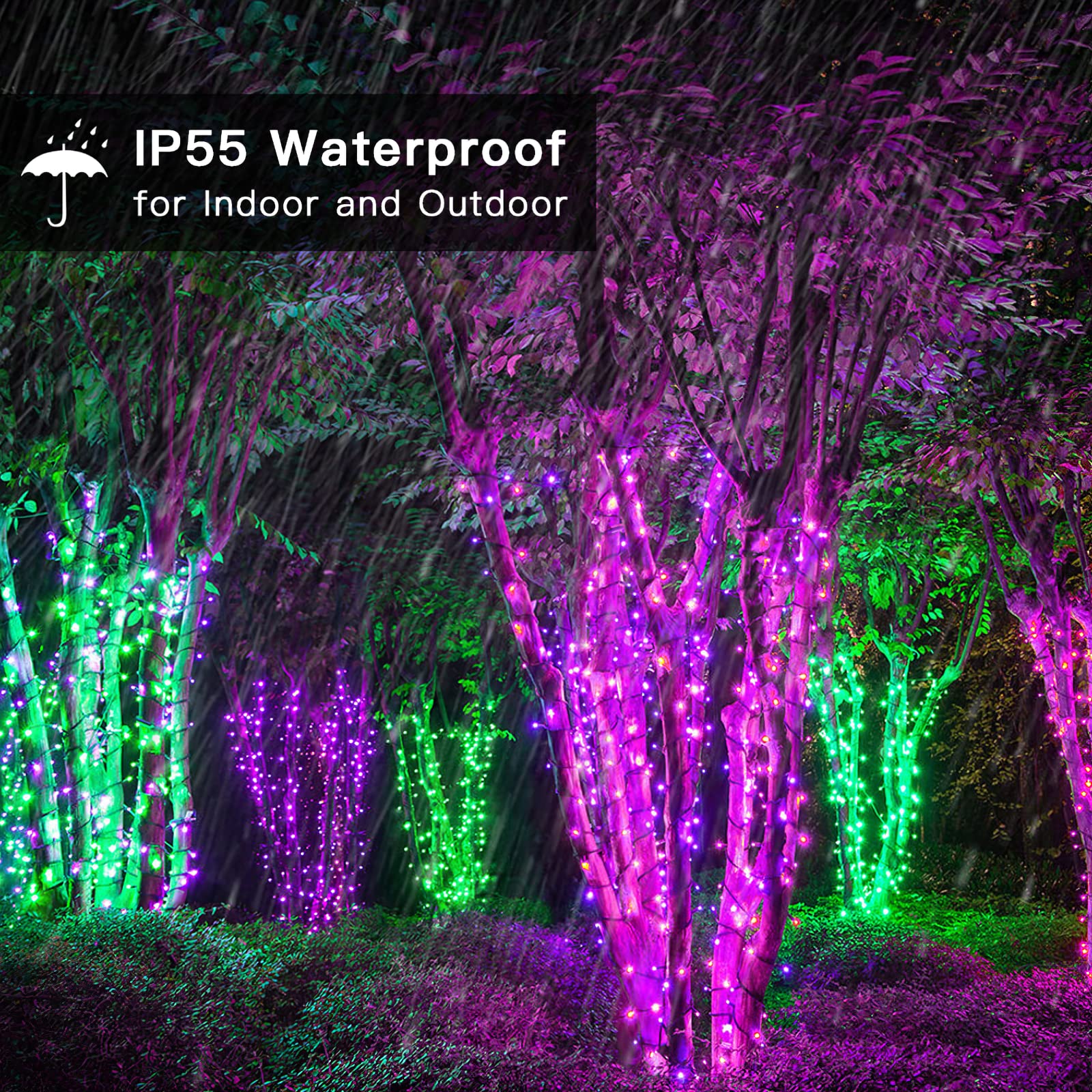 LetsFunny 300 LED Christmas String Lights, UL Certified, 108FT, Purple Light, Model JT-DC030V0200, Indoor & Outdoor Decor