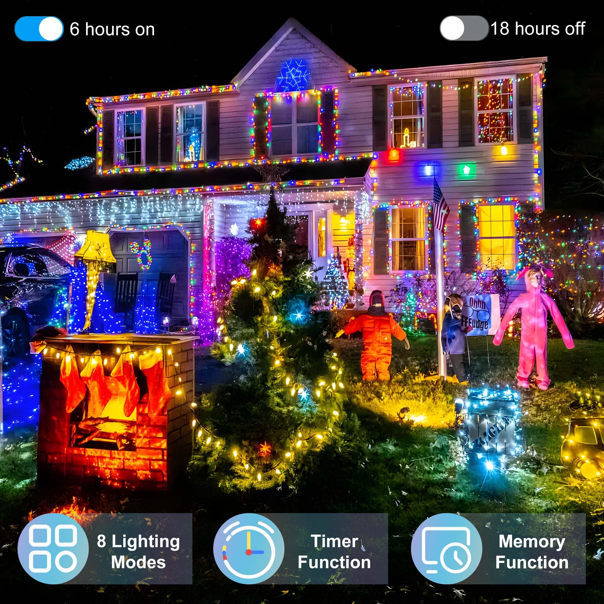 HRANBOTY 509FT Extra Long Christmas Lights, 1350 LED, Waterproof, 8 Modes, Timer, Multicolor, Model HS-1350L