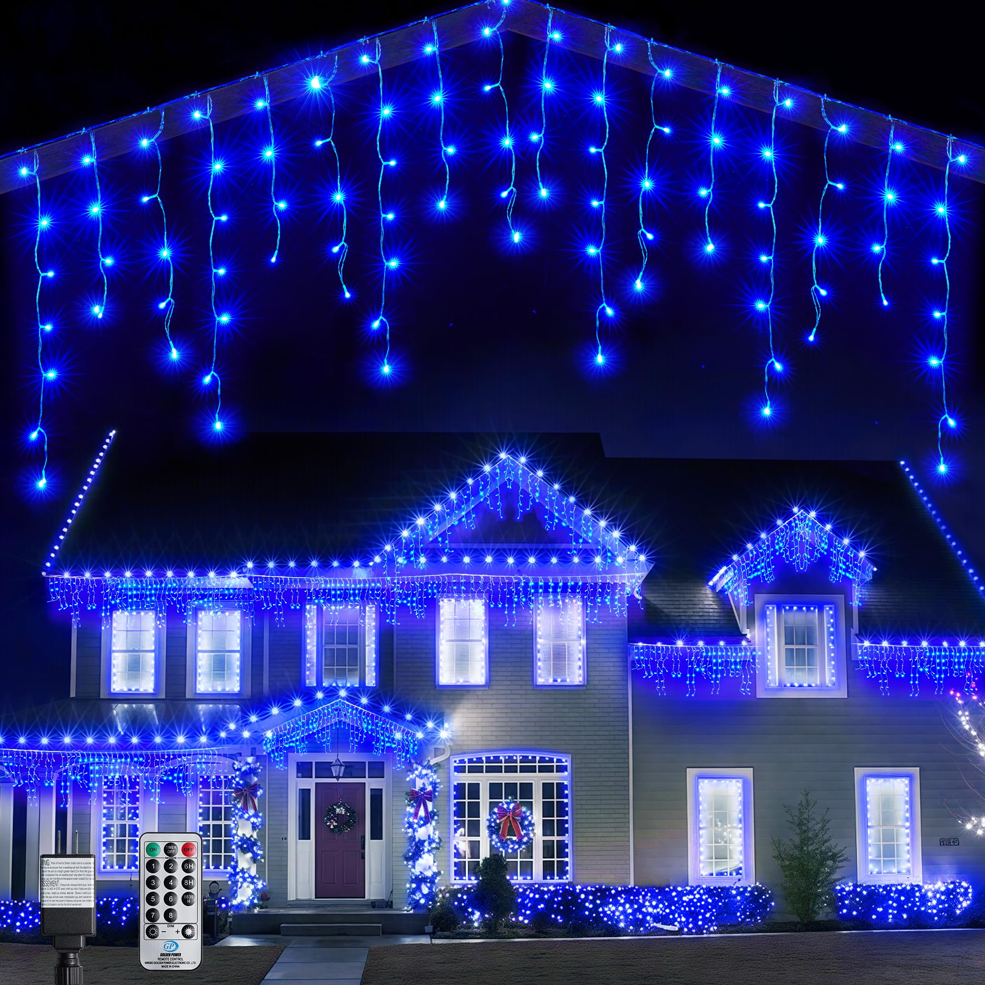 WBao Icicle Lights Outdoor, 432 LED 33FT Christmas Lights With 81 Drops, Remote Control, 3 Timer Settings, 8 Modes, Waterproof, 