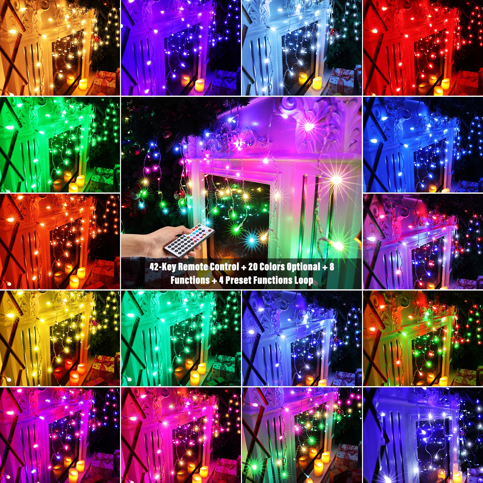 Joomer Rgb Christmas Icicle Lights, 35Ft Color Changing Christmas Lights Outdoor Rgb Icicle String Lights With Remote Timer For