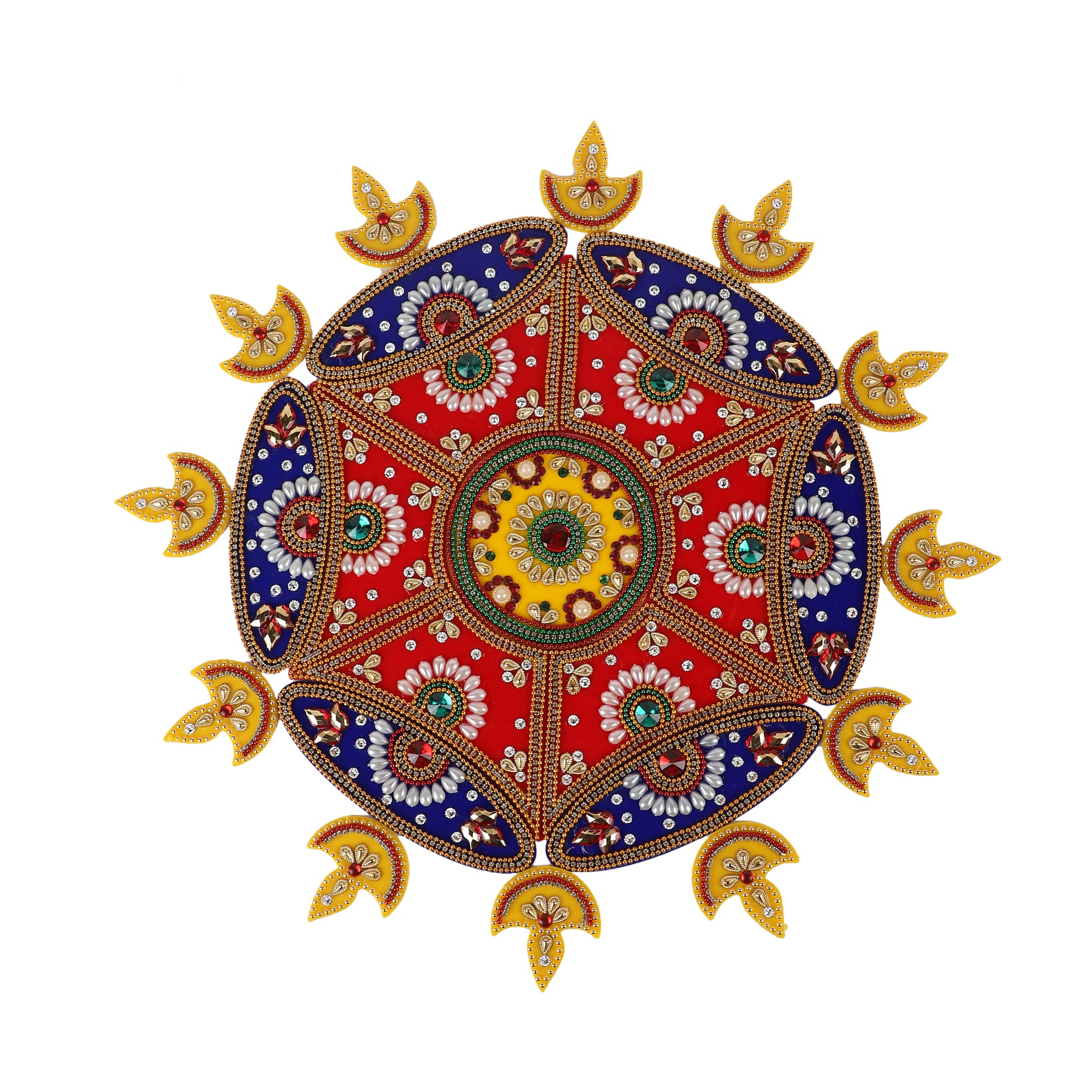 Itiha® 12 Diya Rangoli Indian Decor For Wall, Floor & Table Decoration For Christmas And Diwali - 25 Piece Handmade(15 Inches)