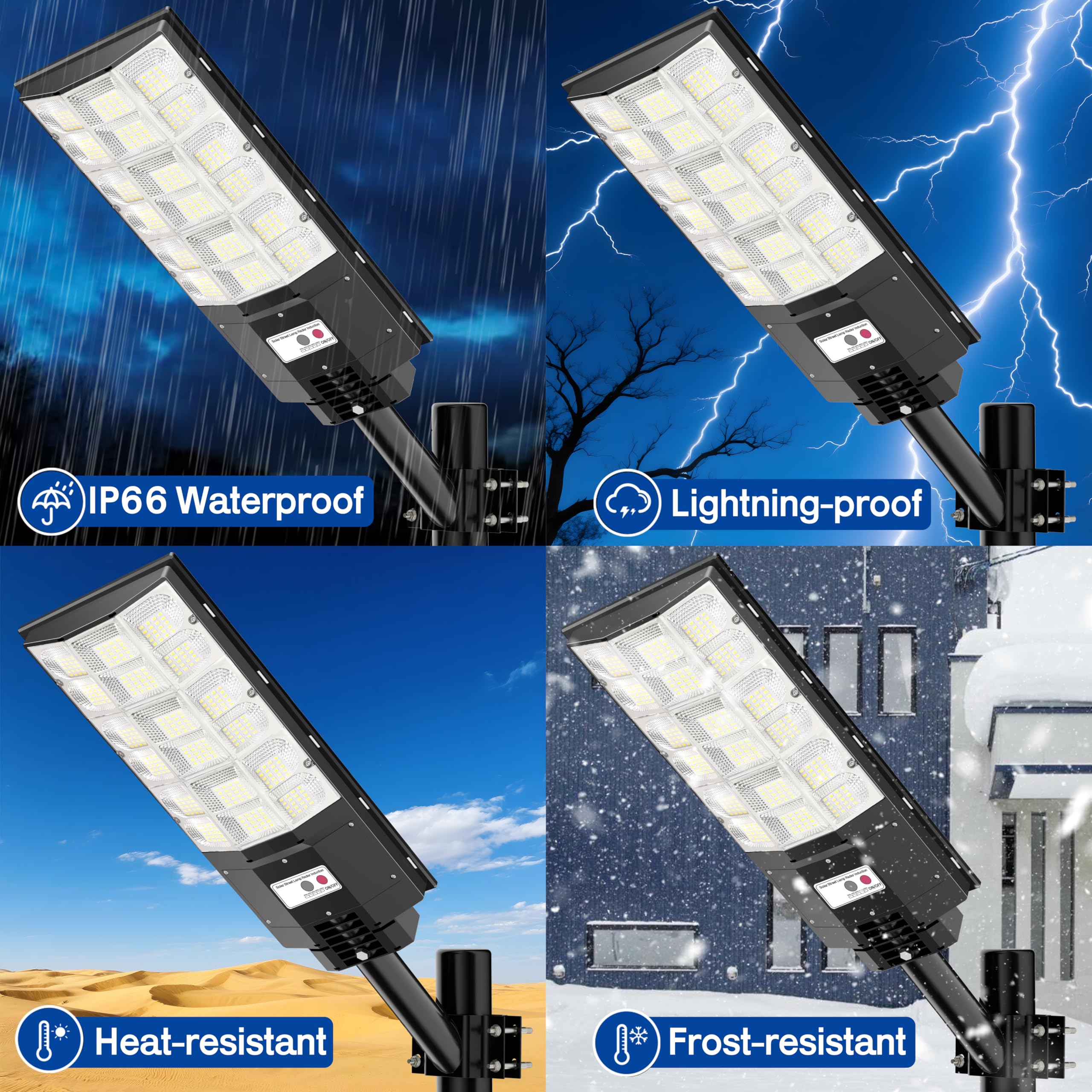 ZARKURE Solar Street Lights - Waterproof 6500K LED Flood Light, Motion Sensor, Remote Control, Model YT0004-M, Ideal for Parking Lot & Garden