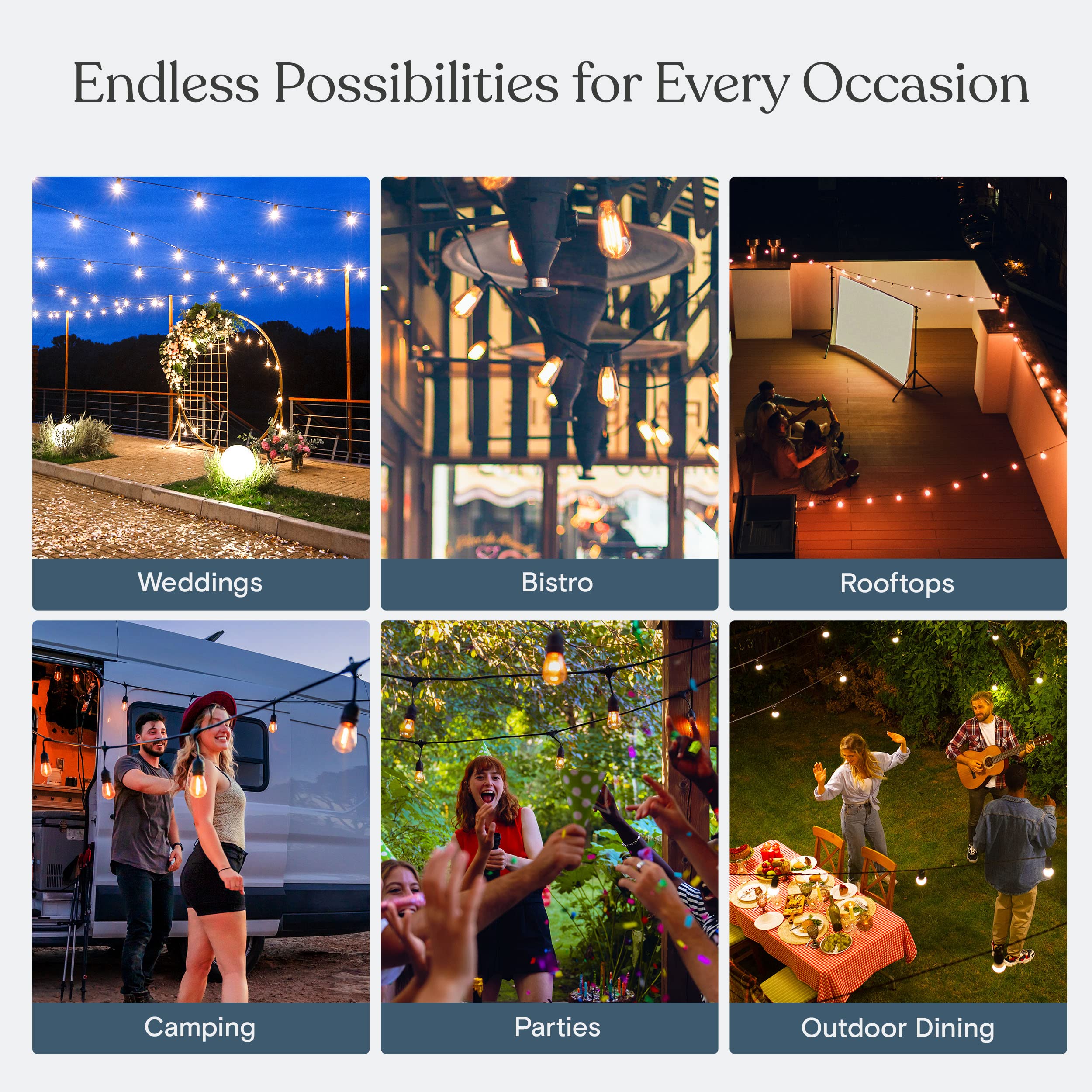 Brightech Ambience Pro Led String Lights, 24 Ft, 7 Dimmable Vintage Edison Bulbs, Black, Waterproof, Commercial Grade For Outdoor Use