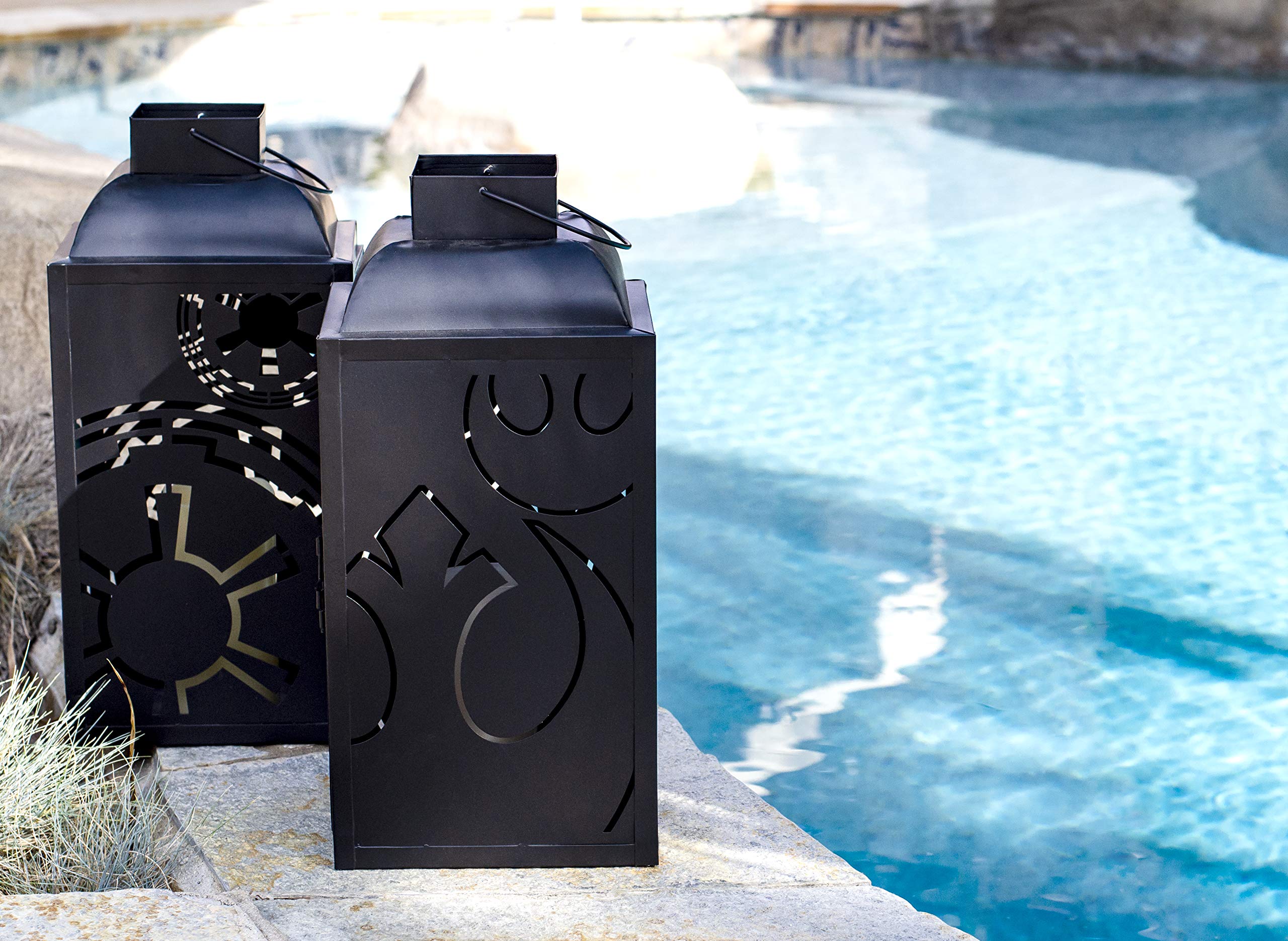 Seven20 Star Wars Stamped Lantern | Black Die-Cut Empire Imperial Symbol | Indoor & Outdoor Use | 14 Inches Tall