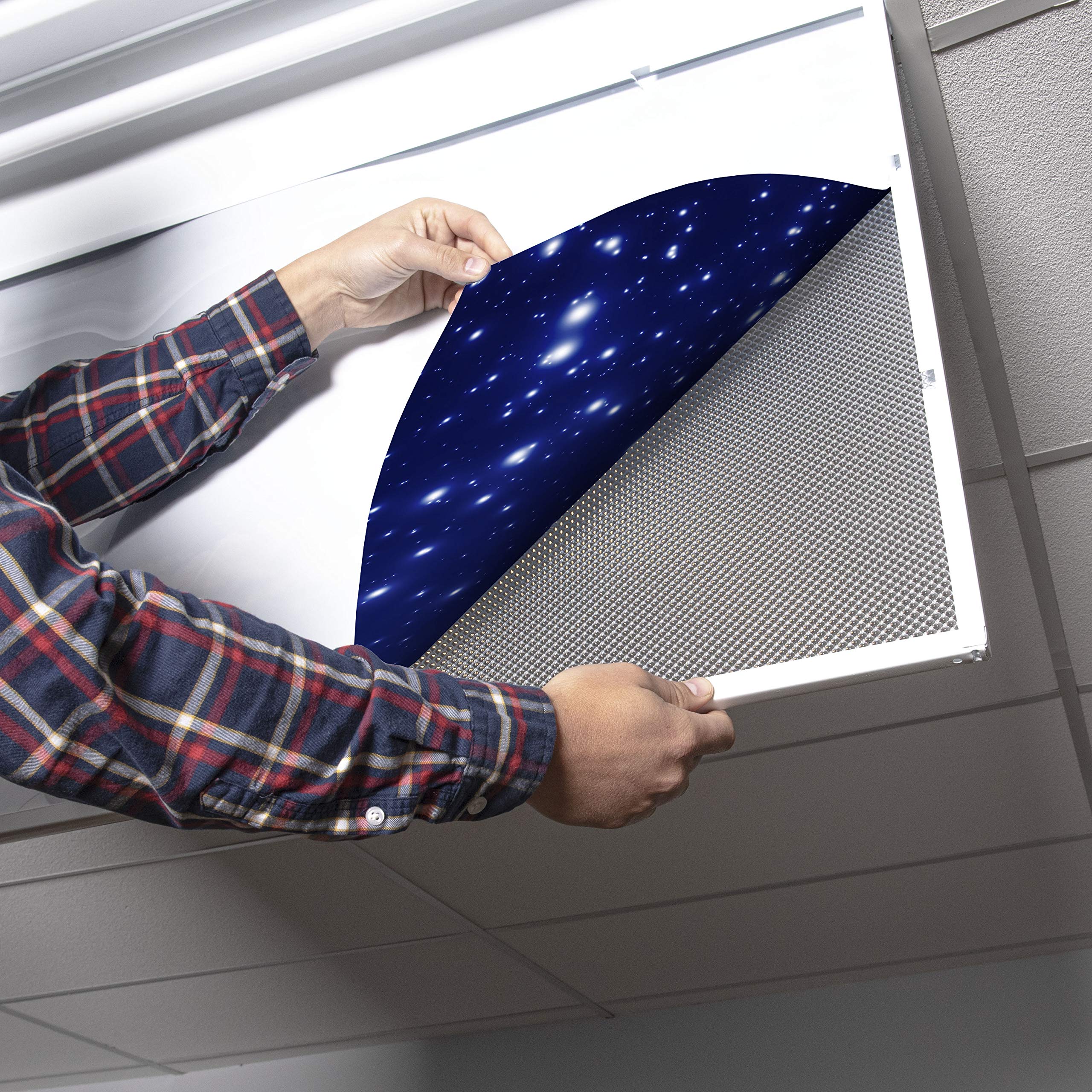OCTO LIGHTS Fluorescent Light Cover enhanced Backlit Film 2x4 22.38inx46.5in Shining Stars Model Astronomy Fluorescent Light Covers 002