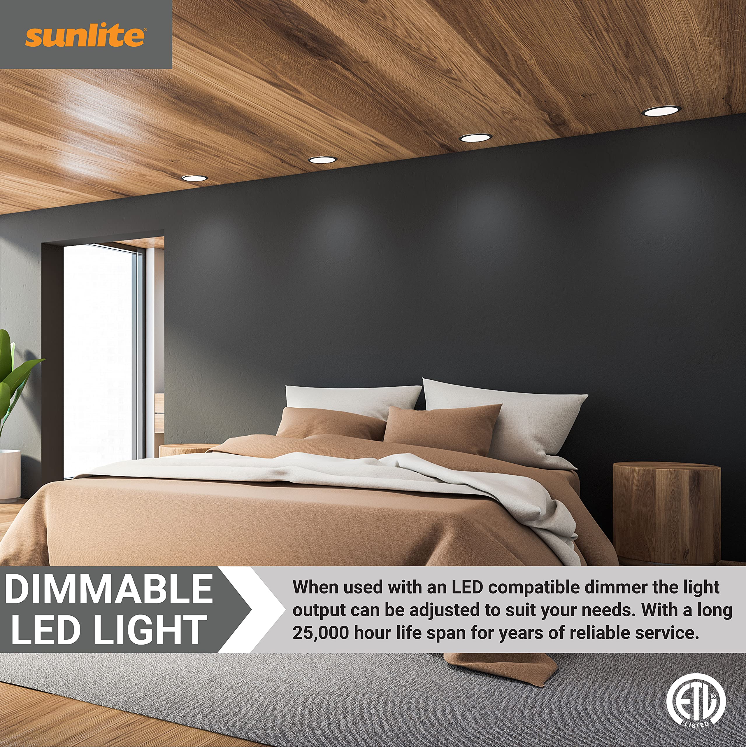 Sunlite 41568 Led Par16 Long Neck Recessed Spotlight Bulb, 7 Watt, (75W Halogen Replacement), 500 Lumens, Medium (E26) Base, Dim