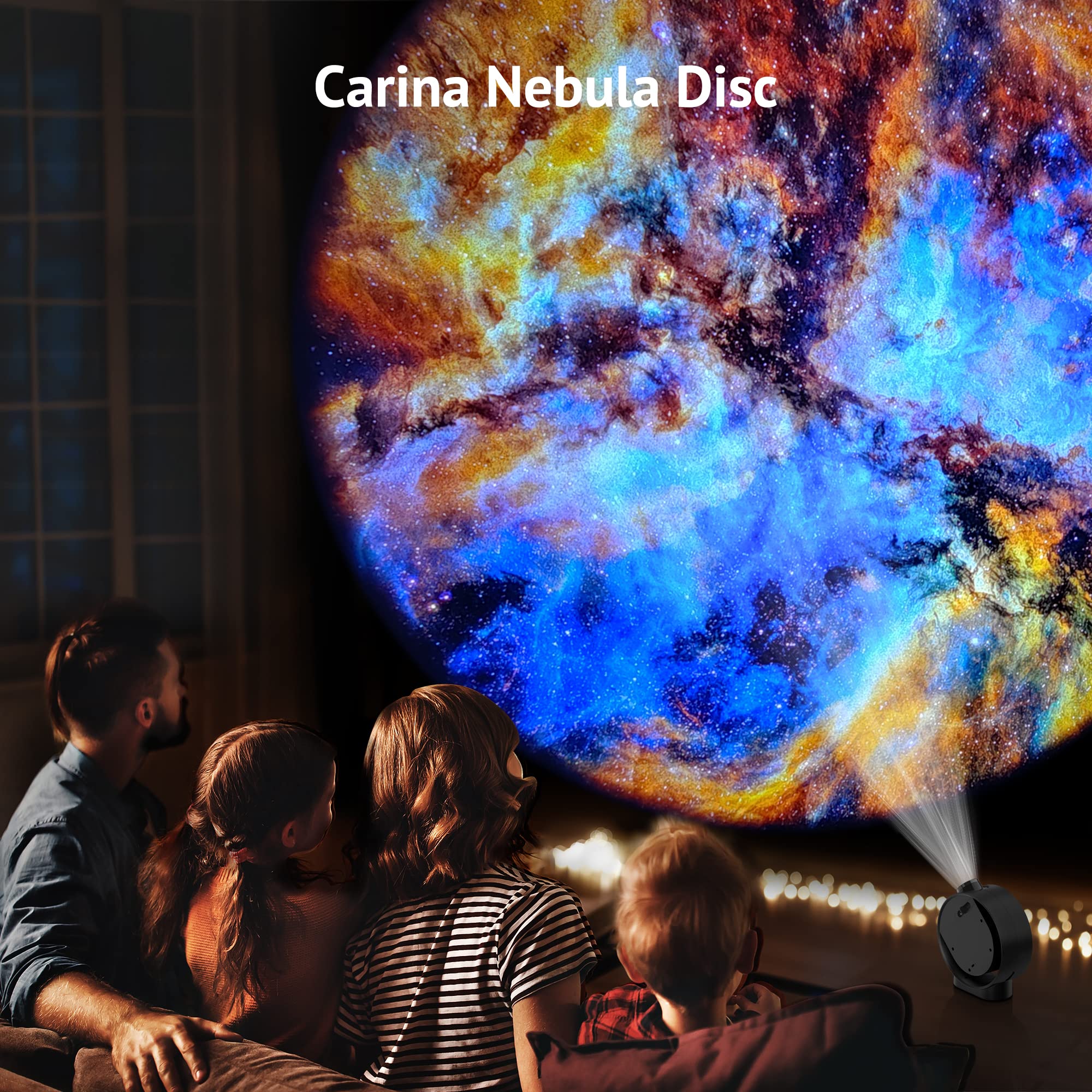LaView Star Projector LV-X2-B - HD Galaxy Night Light with Remote, Black, 3-Level Silent Rotation, Includes 6K Replaceable Discs