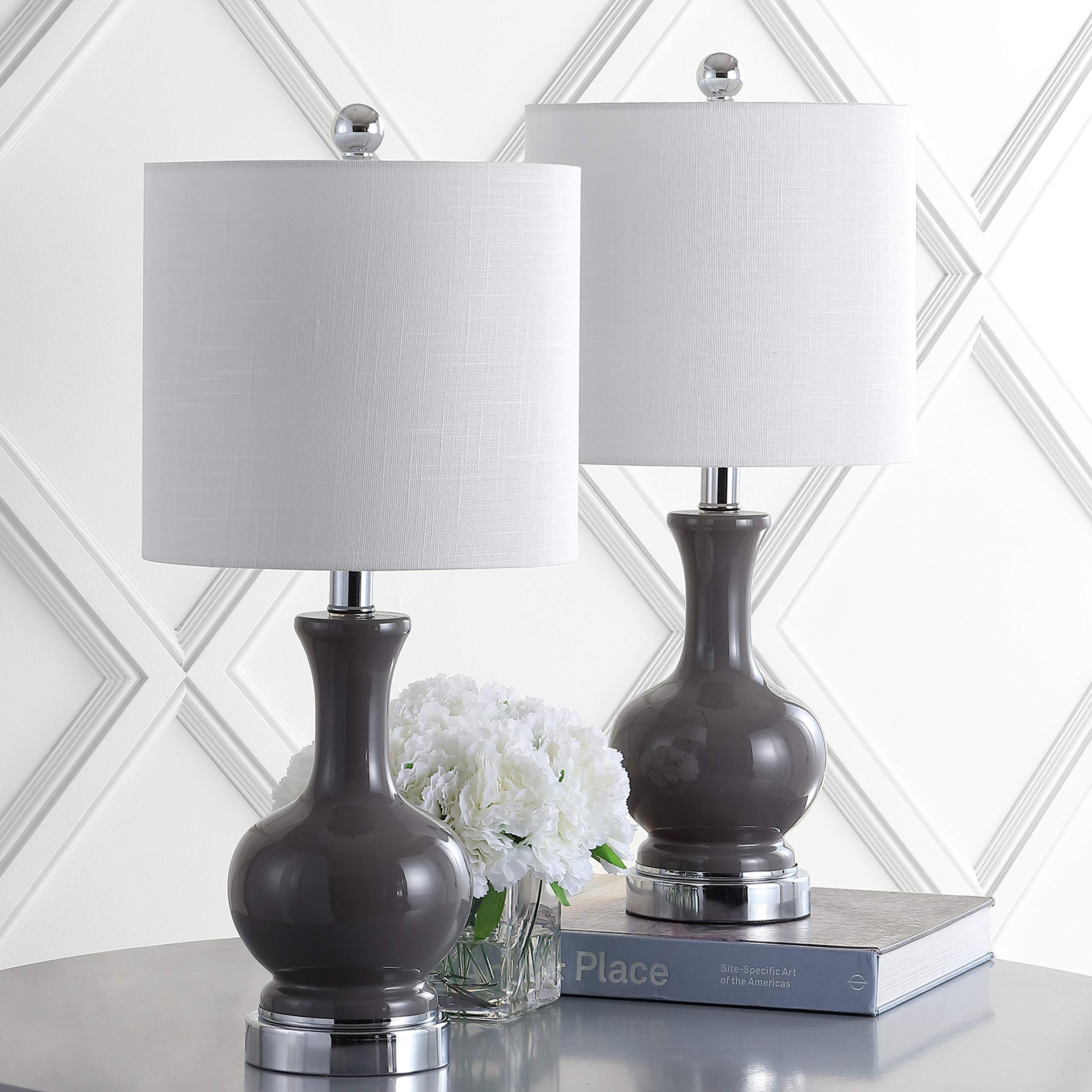 Jonathan Y Jyl4033B-Set2 Set Of 2 Table Lamps Cox 22'' Metal/Glass Led Table Lamp Contemporary Bedside Desk Nightstand Lamp For