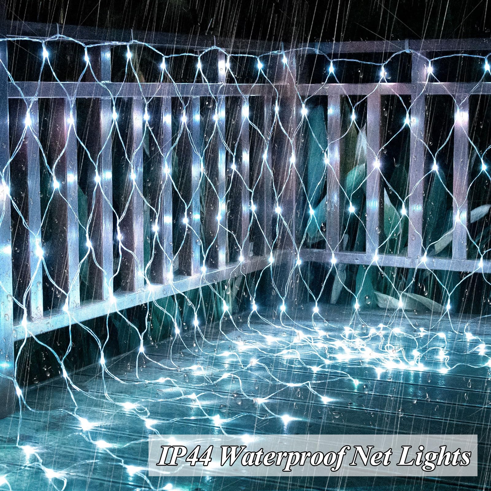 Lov high-standard 300 LED Net Lights for Bushes, 14.8ft x 5ft, 8 Modes, Waterproof, White, Model LR-(1-1000) L-SL