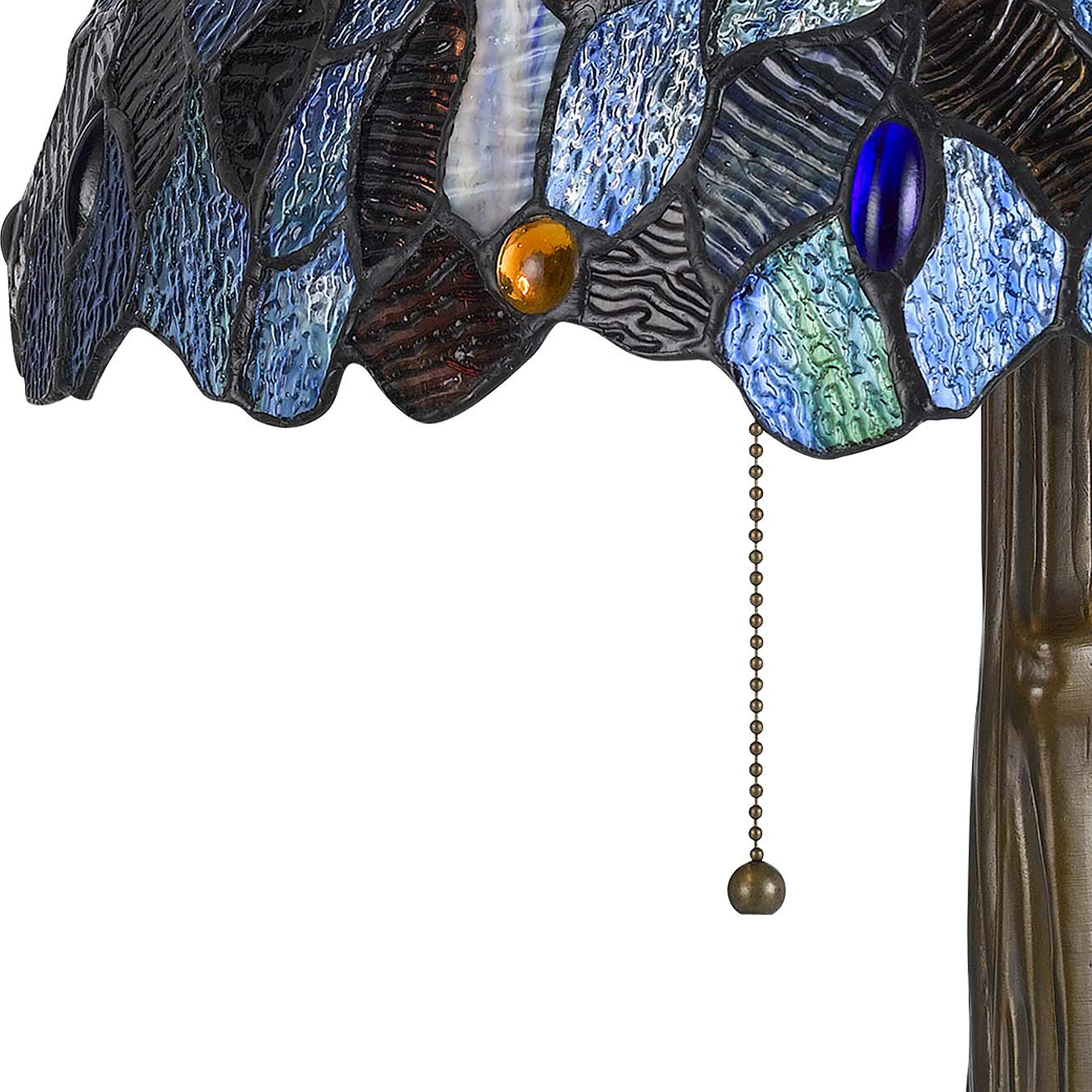 Benzara 2 Bulb Tiffany Floor Lamp, Metal with Mosaic Design Shade, Multicolor, Model BM223637