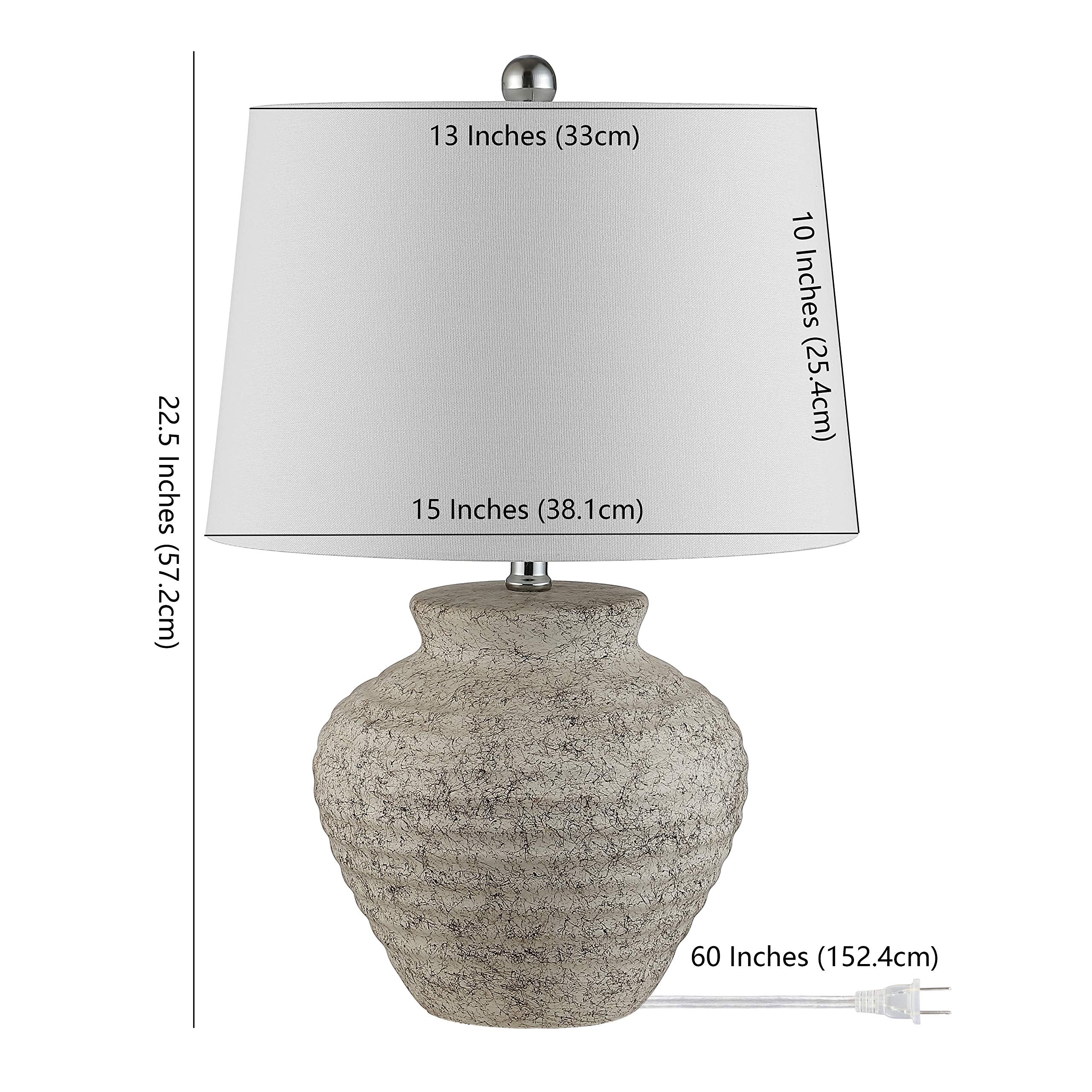 SAFAVIEH Table Lamp, 23-inch Light Gray Ceramic, Rustic Farmhouse, Model TBL4352A, LED Bulb Included, Perfect for Bedroom or Office