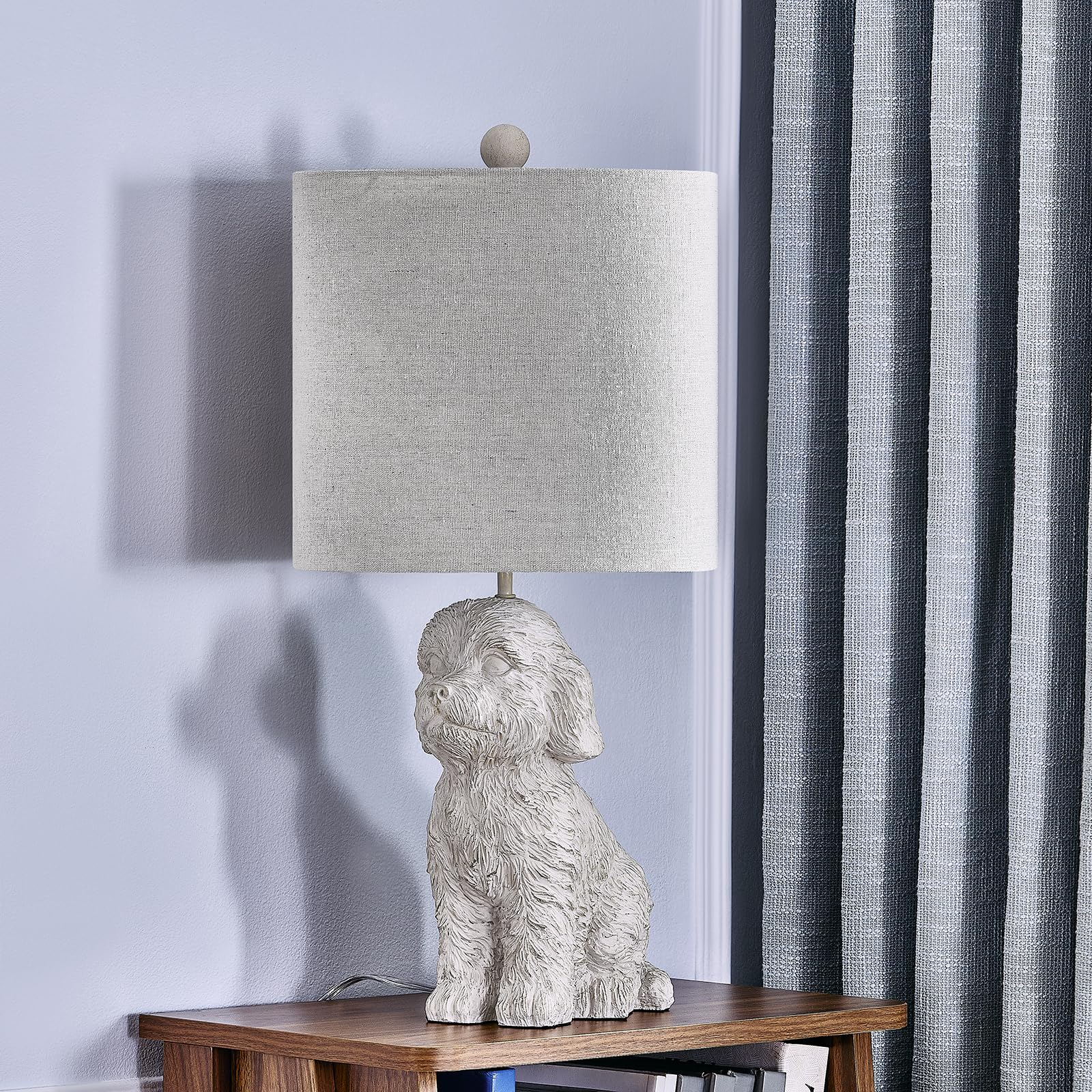 Crestview Collection Resin Table Lamp, 24in Golden Doodle Design, White Linen Shade, Model EVCBAVP2176