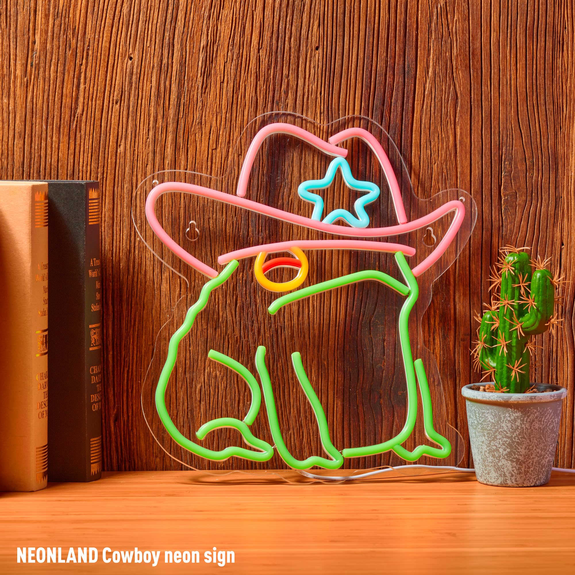 NEONLAND Cowboy Toad Neon Sign - Frog LED Light Art, Dimmable, 13.8 x 12.6 inch, Frog Green, Model NLANDANIMAL