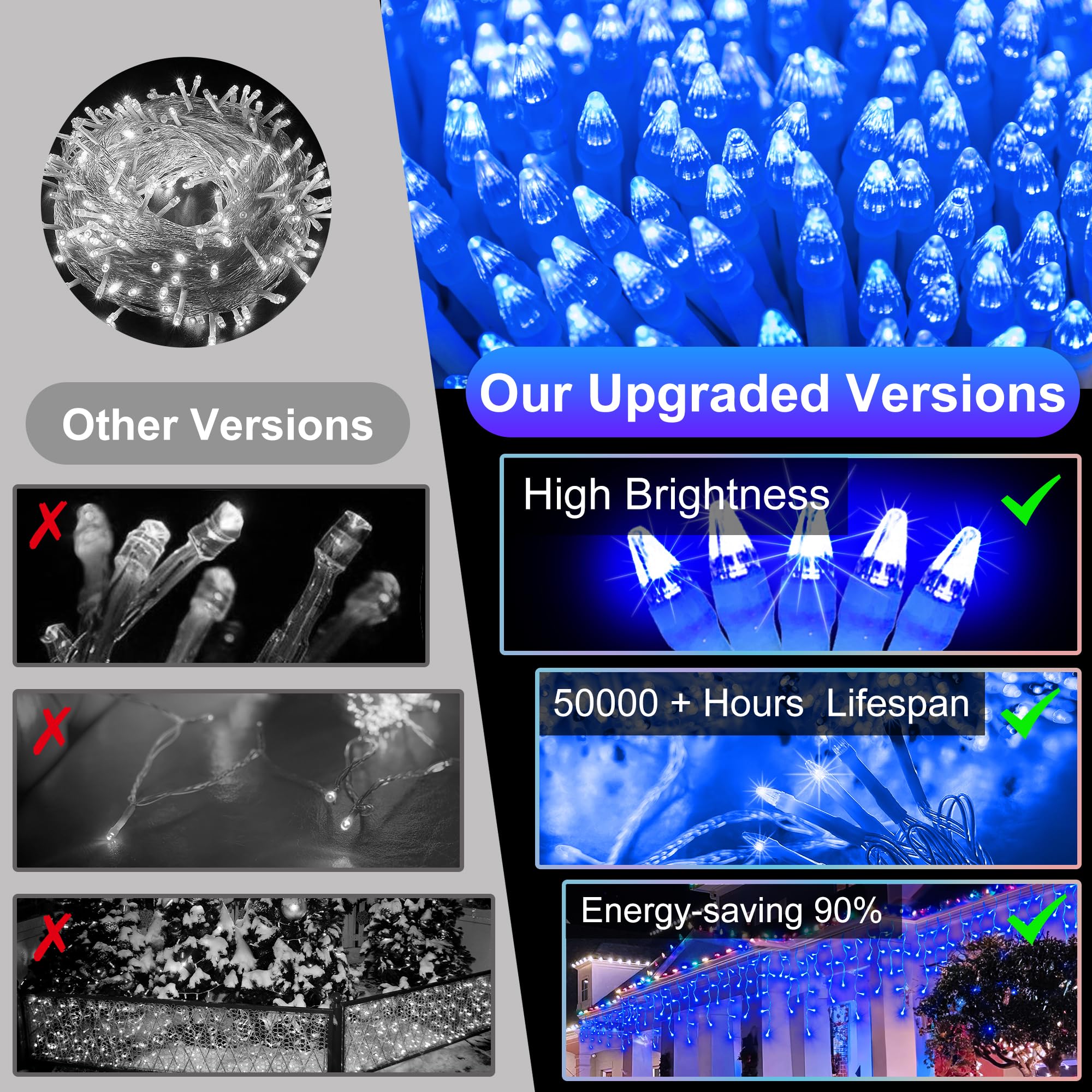 Xikengshq 792 Led Christmas Lights With 176 Drops,82Ft 8 Modes Fairy Hanging String Lights With Time Waterproof, Plug-In Christm