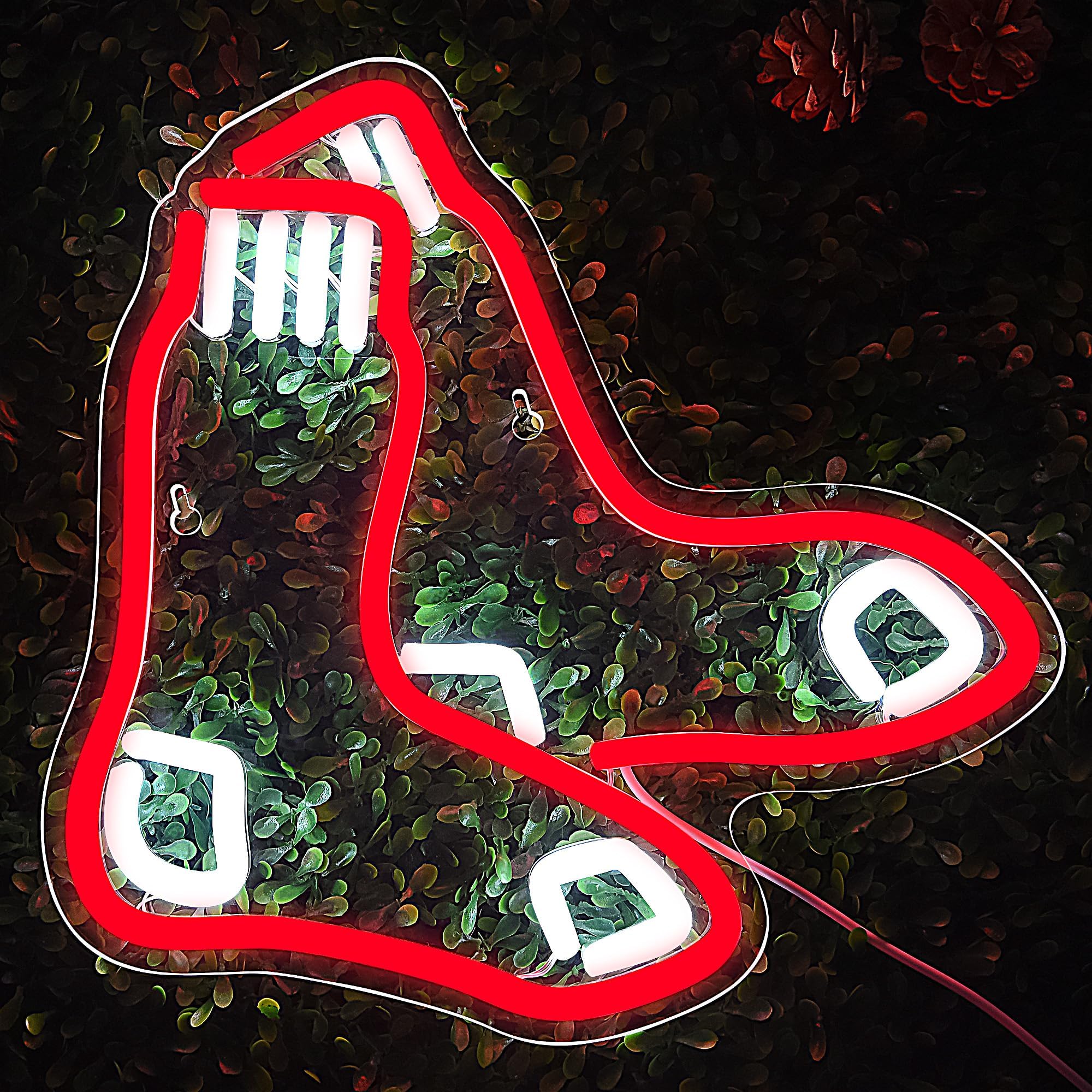 FTMGGDG Baseball Neon Sign LED Light for Wall Decor, 12x11.7in, Red Sox-Red & White, Model FMXD700, Ideal for Boys Room, Club, Bar
