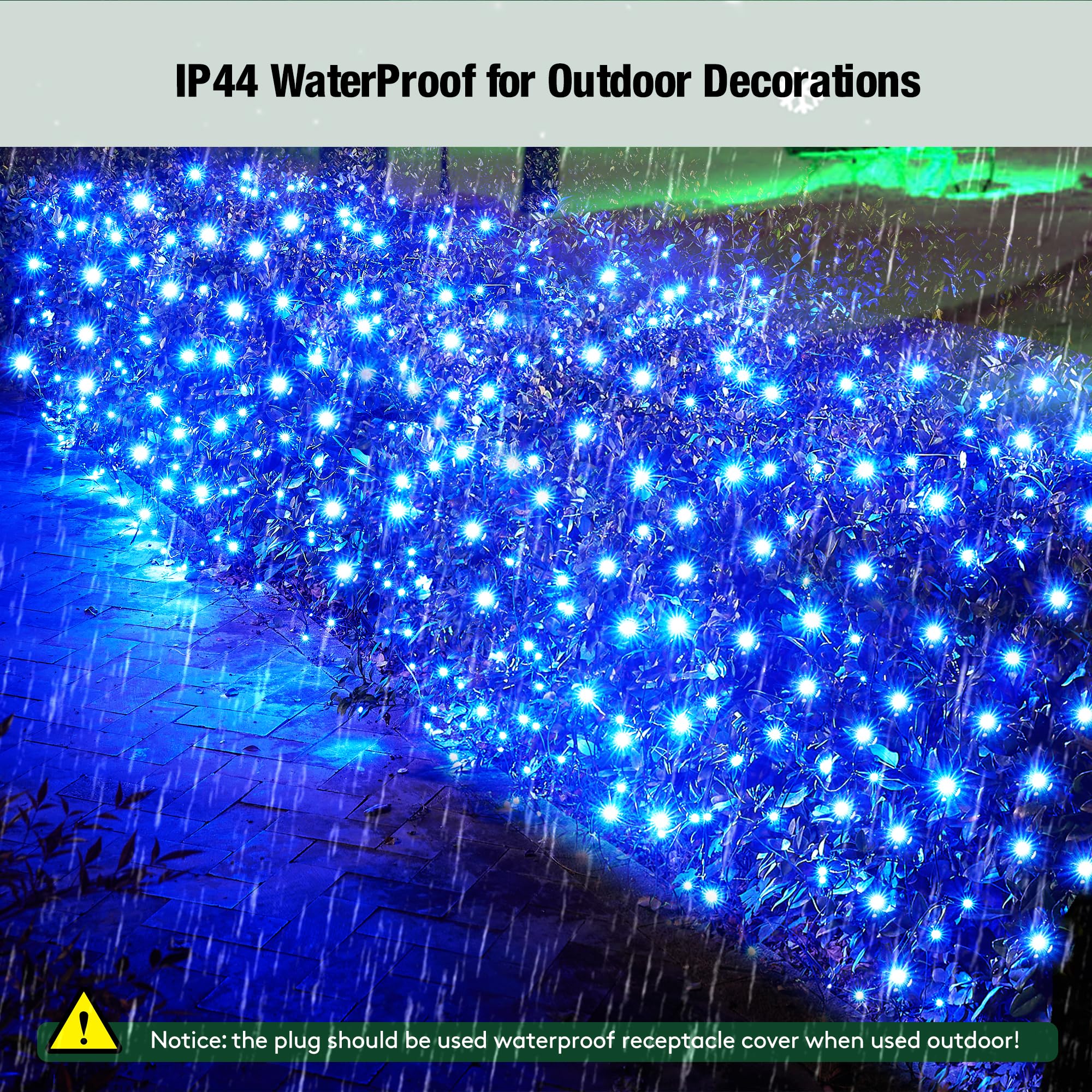 Sylampow Led Blue Christmas Net Lights Outdoor Christmas Bushes Lights 120Led 6Ftx5Ft, Connectable Outdoor Indoor Christmas Mesh