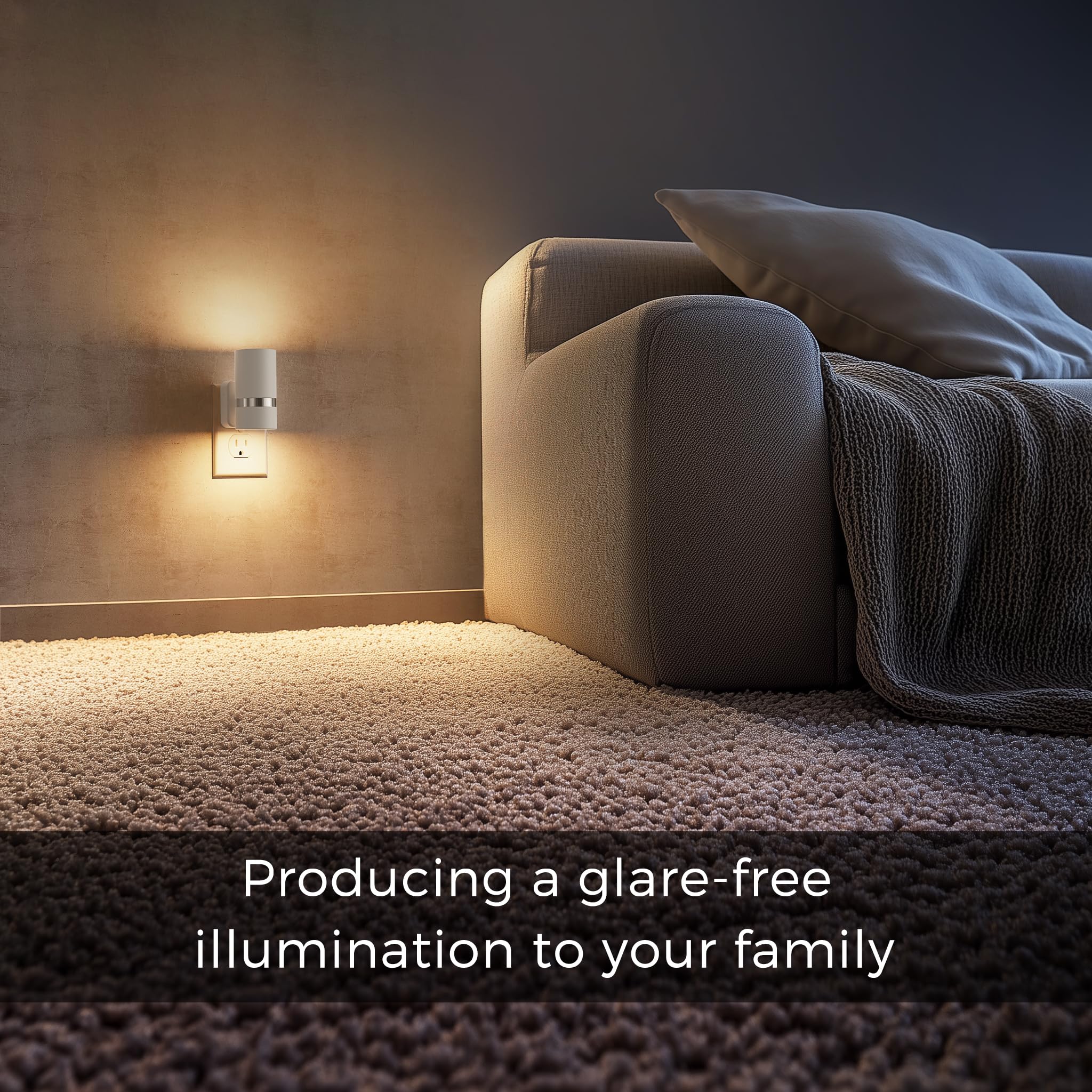 L Lohas Led Night Lights Plug Into Wall, Plug In Night Light With Light Sensor, Dimmable 0-100Lm, Soft White 3000K, Wall Sconce-