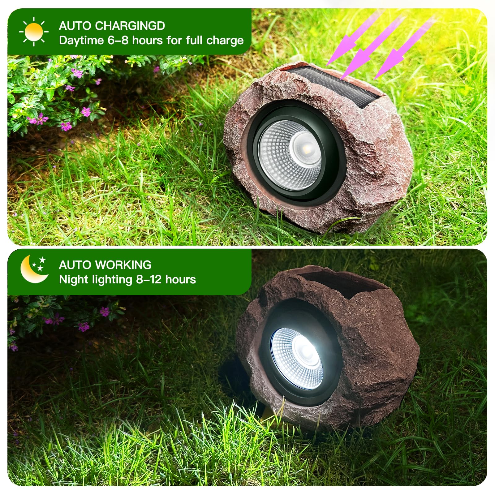 Timeflies Solar Rock Lights, 4 Pack Super Bright IP65 Waterproof Solar Spot Lights for Outdoor Gardens, Yards, Patios - Model LT-151S4