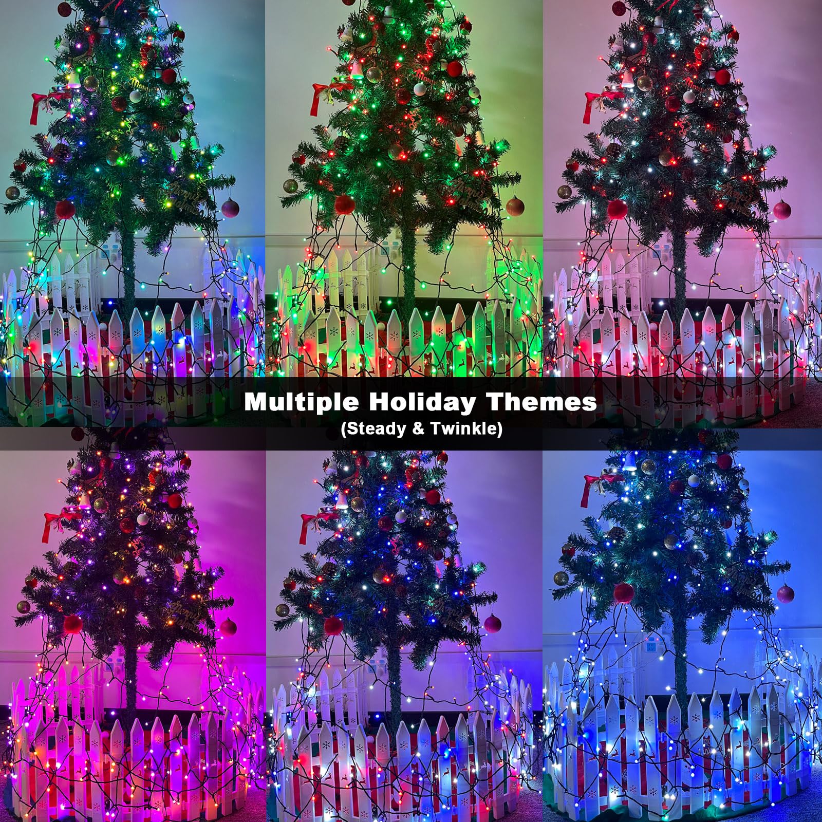 Multi-Color Rgb Christmas String Lights With Remote, 200 Leds 65.6 Ft 128 Modes Color Changing Christmas Tree Lights, Waterproof