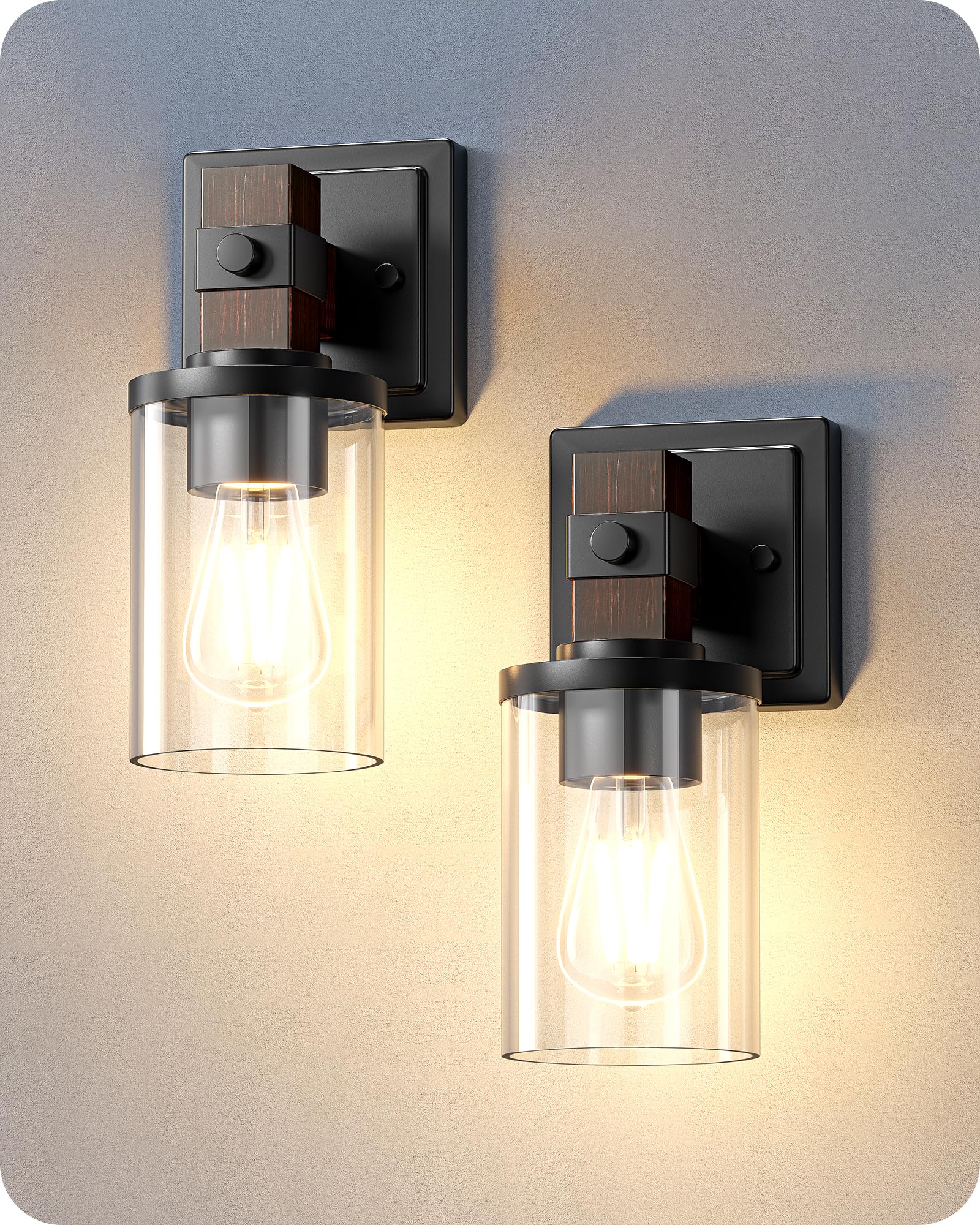 Edishine 1-Light Wall Sconces Set Of 2, Farmhouse Vanity Light With Clear Glass Shade, Oil-Rubbed