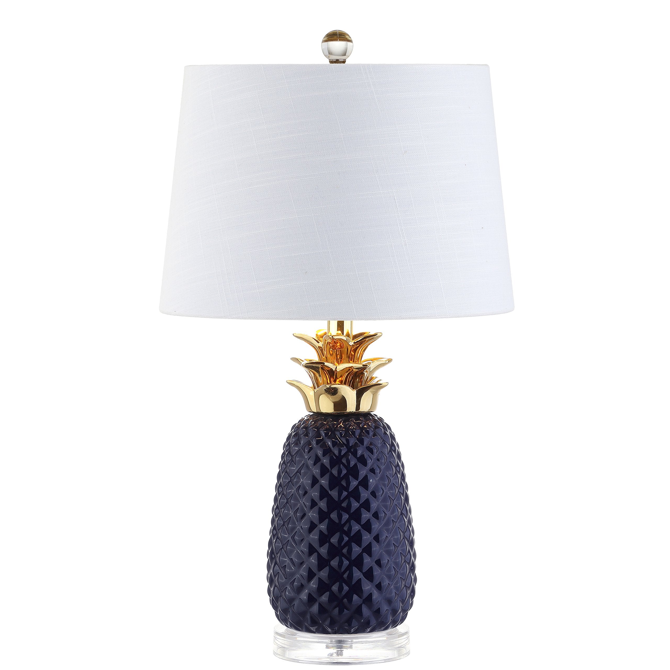JONATHAN Y Ceramic LED Table Lamp, 23in Pineapple Design, Navy/Gold, Model JYL4019A, Ideal for Bedroom, Living Room, Office
