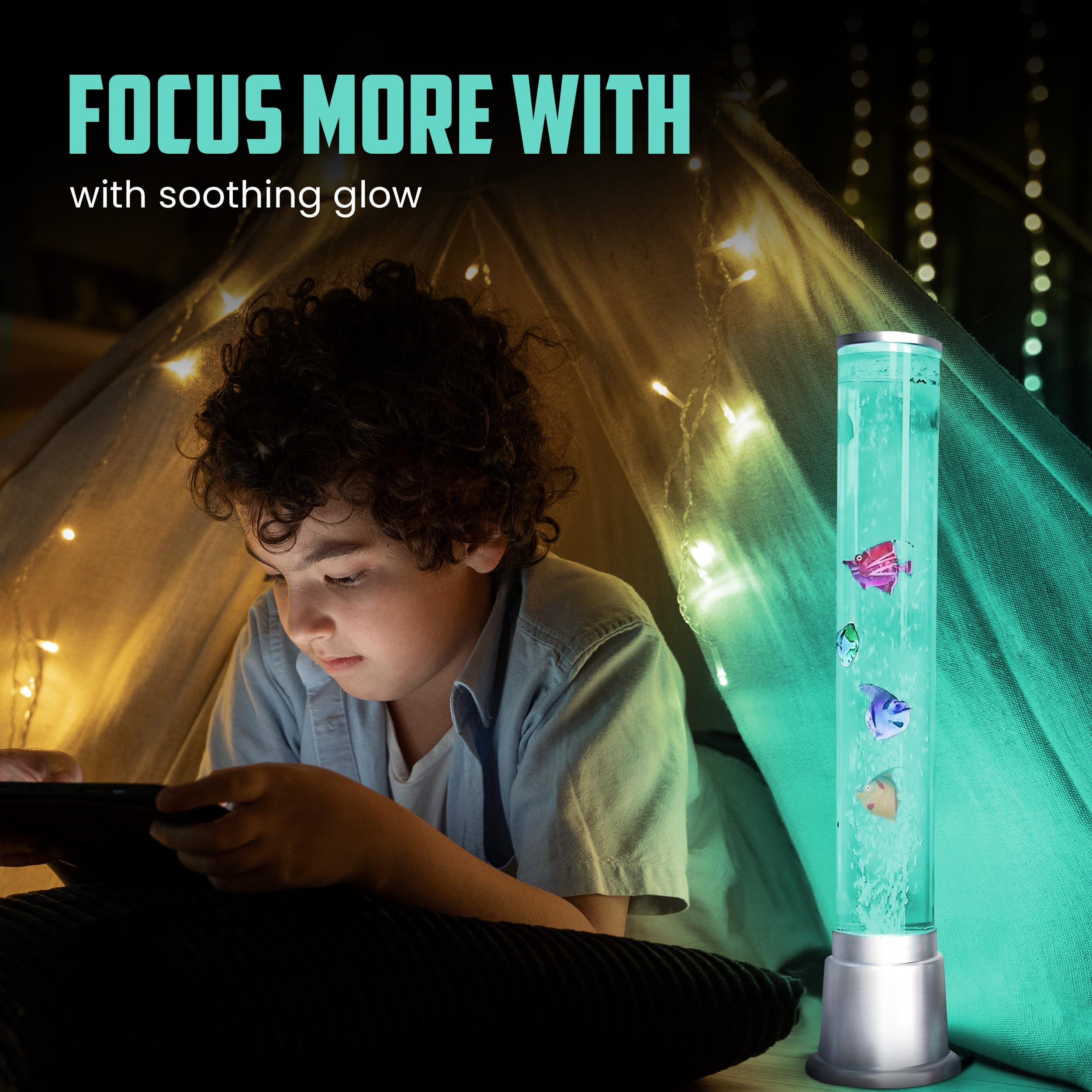 Fish Tank Lava Lamp Bubble Lights Night Light - 6 Led Color Automatic Changing Sensory Tubes Ocean Table Lamp For And Mood Lamps