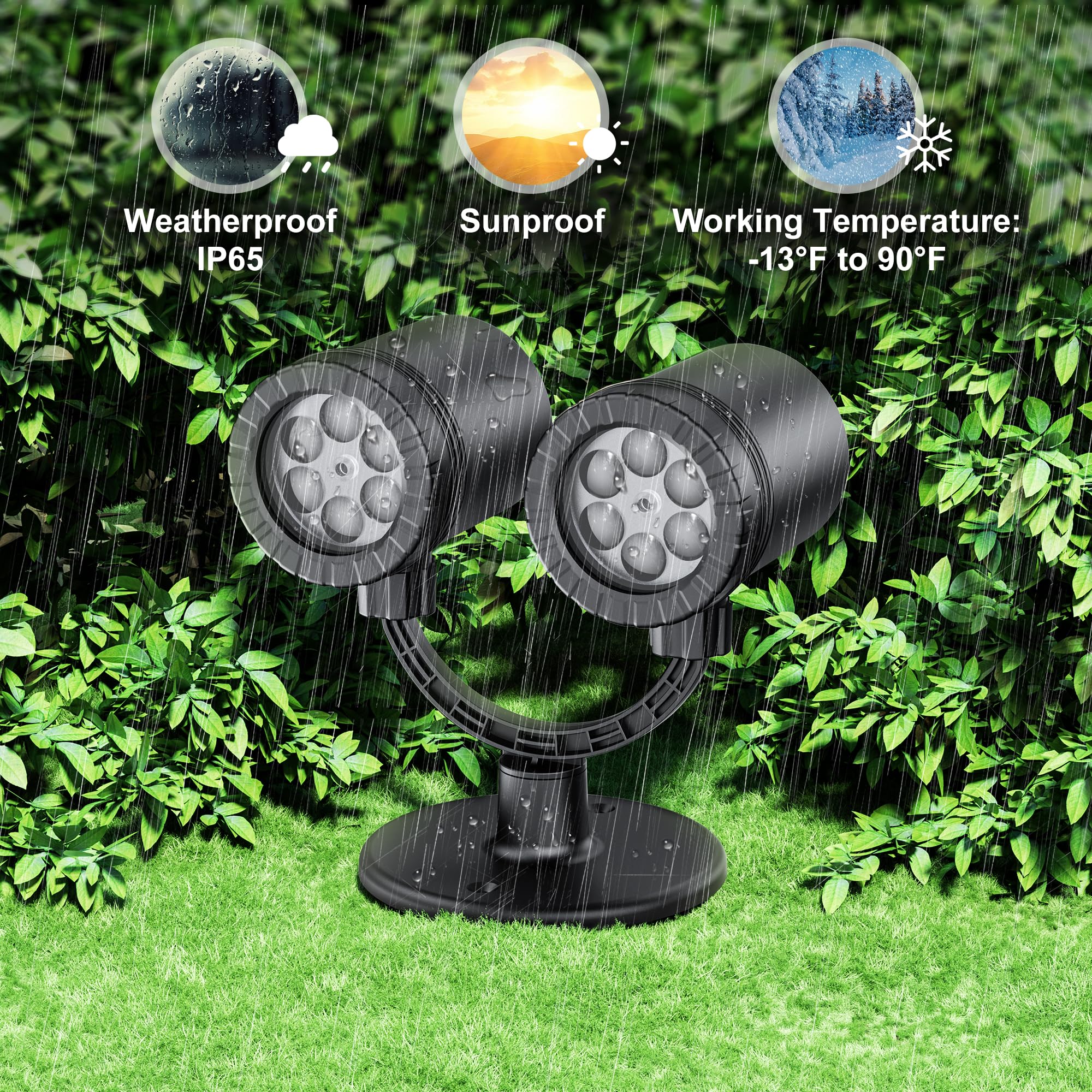 Fussion Snowflake Projector Lights - Waterproof Double-Head Holiday Decor For Indoor/Outdoor